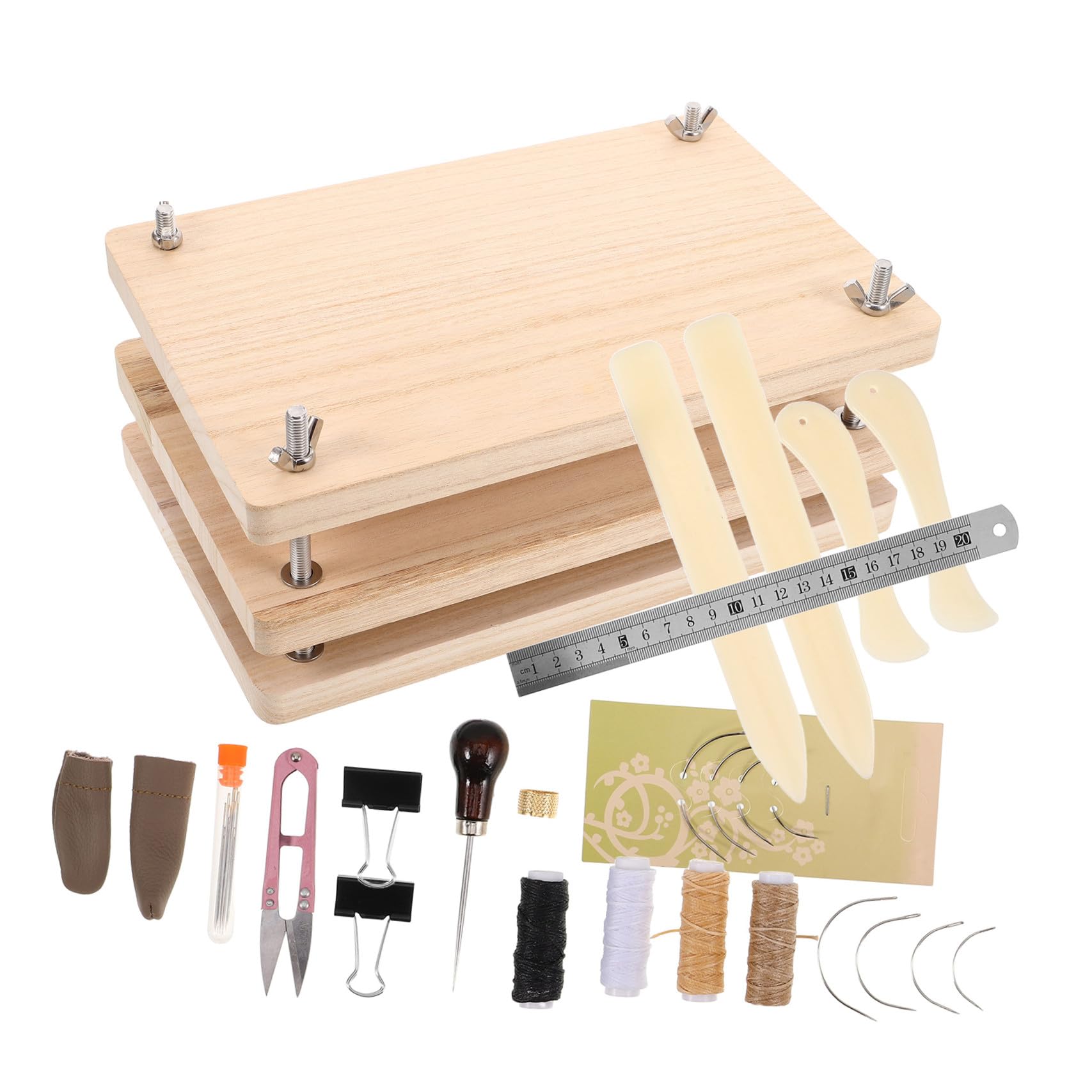 Kit de Encuadernación Prensa de Libros de Madera y Metal, 1 Set