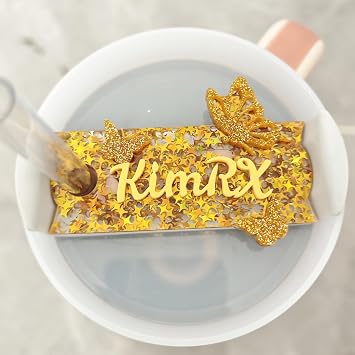 Personalized Name Plate for Stanley 20 30 40 Oz,Custom Name Tag for Stanley Cup - Raised Lettering - Customized Tumbler Name Plate,Tumbler Lid Topper 3 Small Butterflies