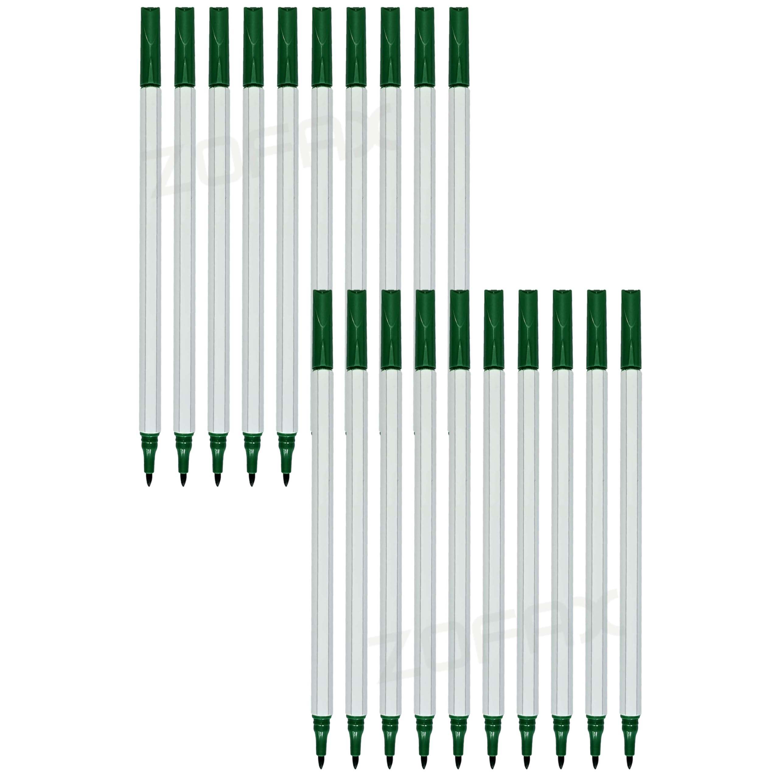 SAINO Fineliner Pens, 1.0mm Medium Point, GREEN, Pack of 20, xMediumStic10MM Fineliner for Writing Drawing Sketching Colouring Illustrations Calligraphy