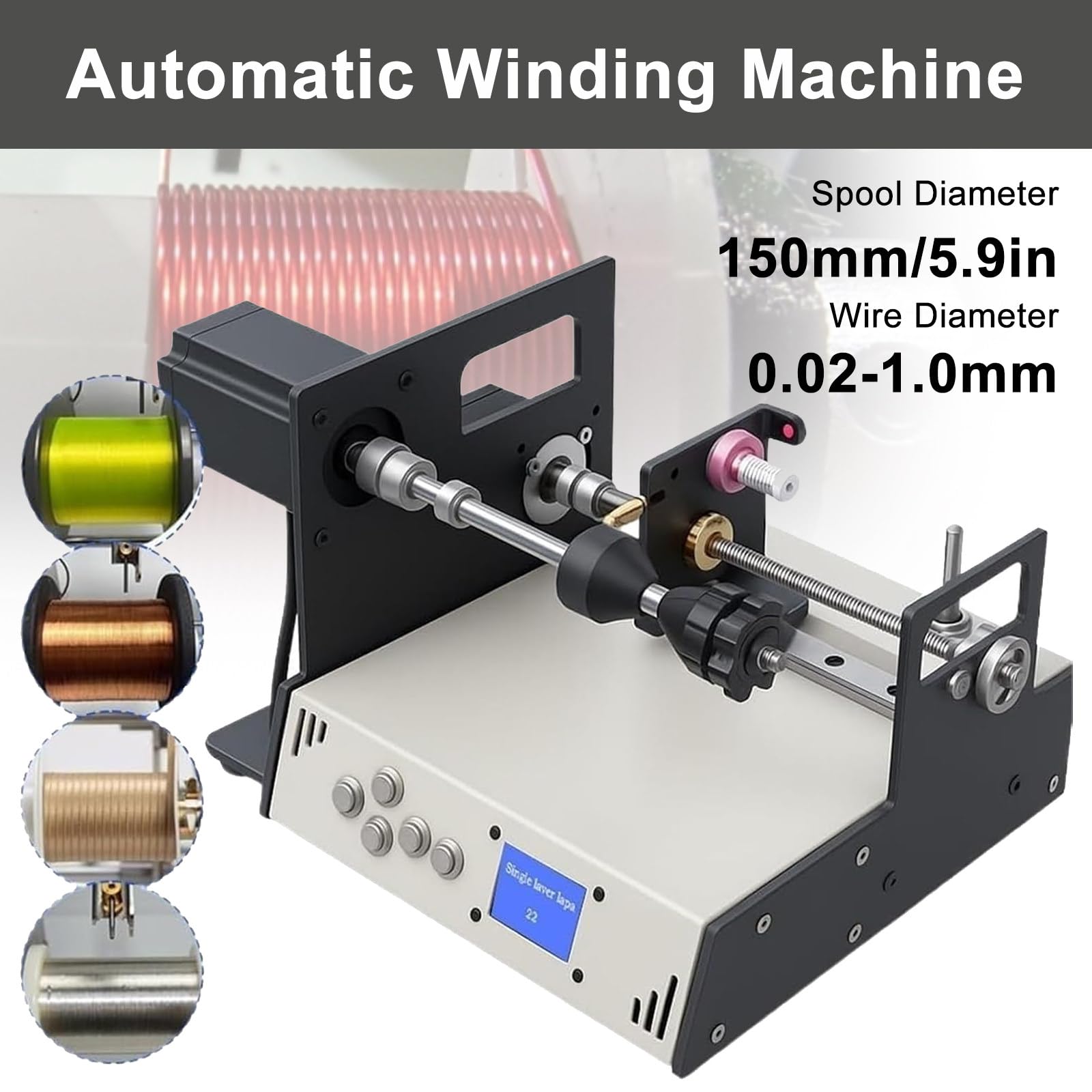 Avvolgicavo elettrico, avvolgicavo automatico, regolabile da 120 a 900 giri/min, precisione 0,01 mm, ideale per lenze da pesca e fili di seta