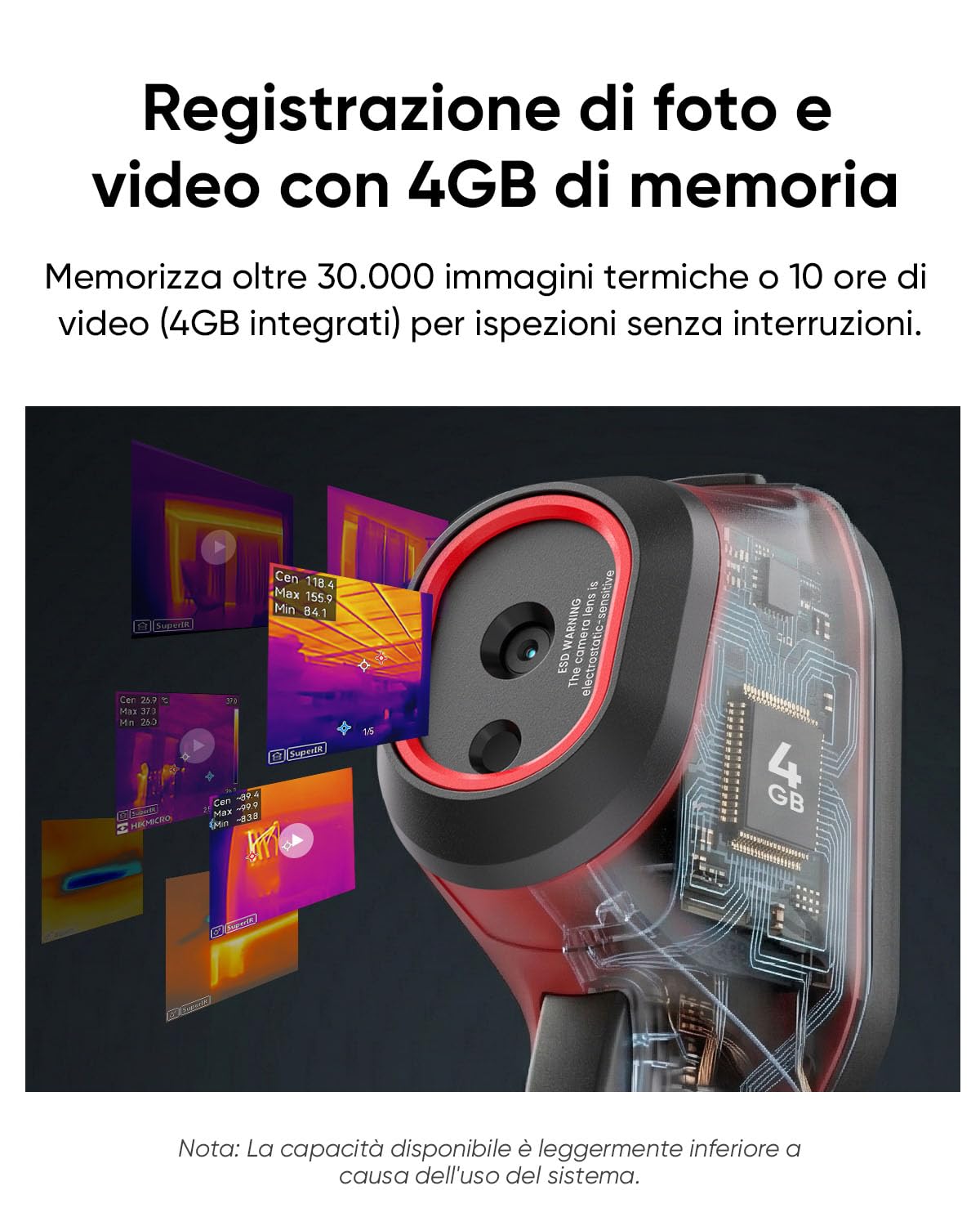 HIKMICRO D02 Telecamera Termica, Risoluzione Superiore 240x240 visibile, SuperScene, Telecamera Termica 96x96, 8 ore di autonomia della batteria, Registrazione video