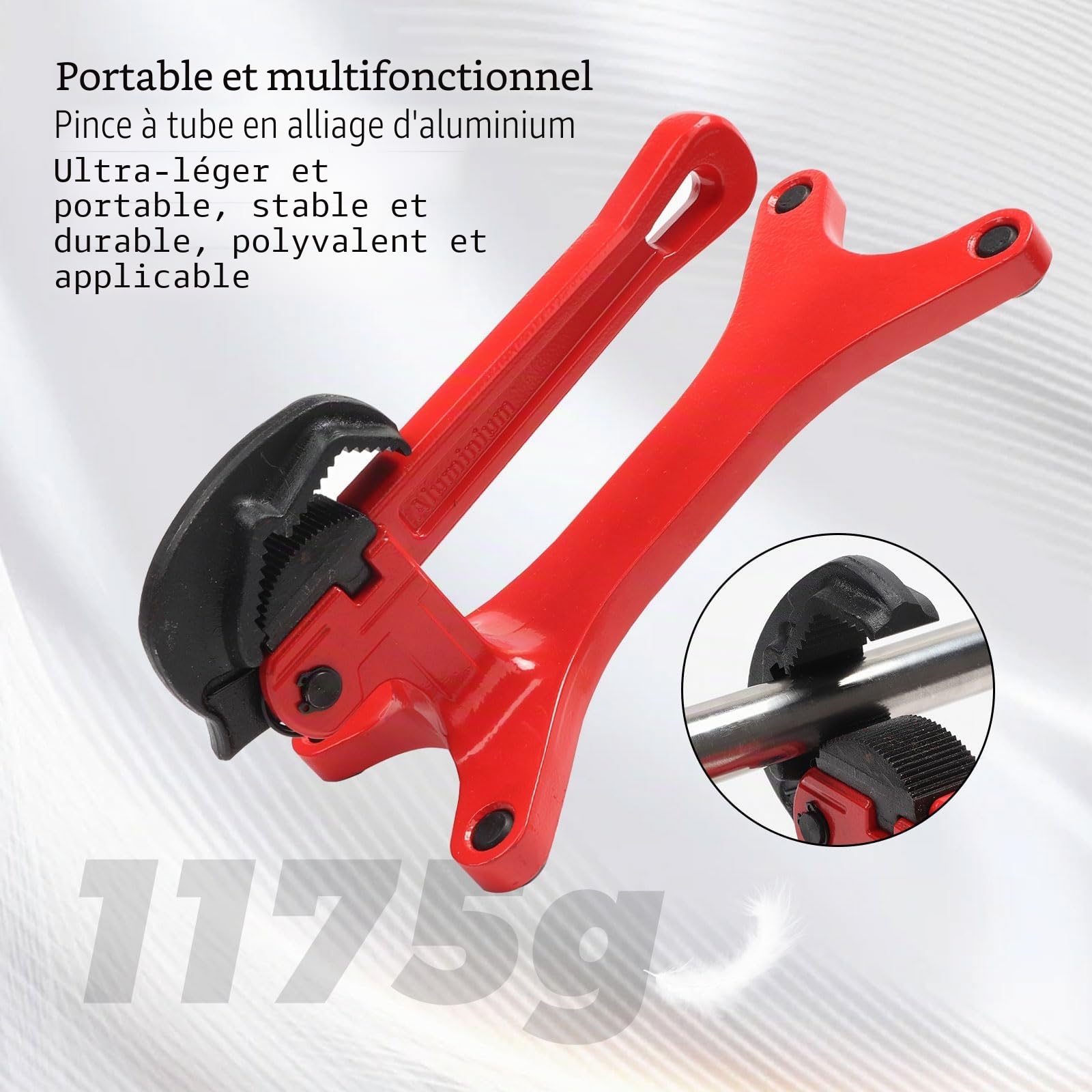Qivine Étau de Serrage pour Tuyaux Portable en Aluminium, Support de Maintien pour Tube 1/8" à 1-1/2", Mâchoires en Acier Trempé Double V, Étau de Plomberie Léger pour Serrage, Coupe