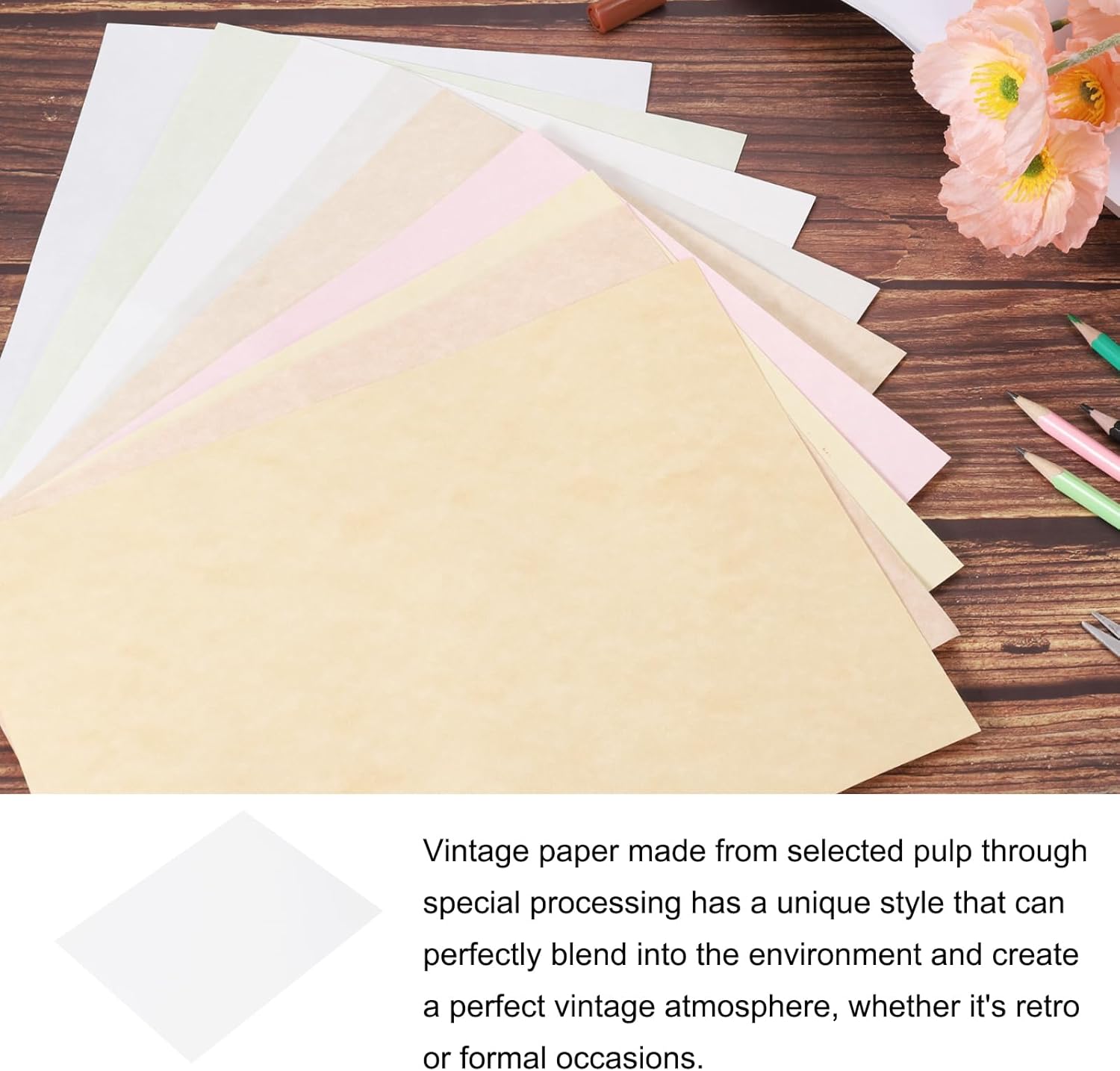 50 Sheets Parchment Paper Aged Look Stationery 200GSM Vintage Paper Sheet, [for Certificate, Invitation, Envelope] - 8.5 x 11 Inch/White