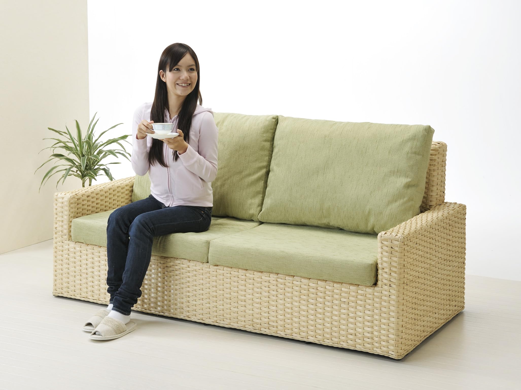 Amazon｜【今枝商店】籐 ラタン ソファ 座面高38㎝ AMZY185 ナチュラル