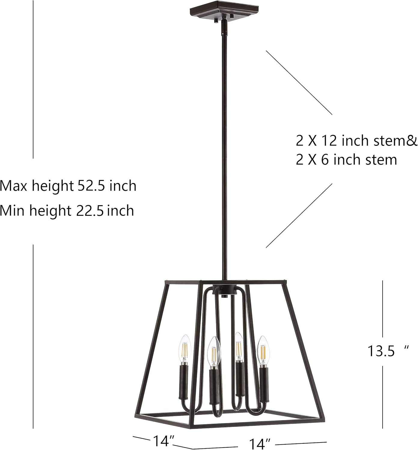 SAFAVIEH PND4094A Porten Oil-Rubbed Bronze 4-Light (LED Bulbs Included) Pendant