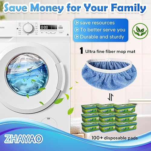 Miniatura 4 de Paquete de 6 almohadillas de microfibra reutilizables compatibles con Swiffer Sweeper, paños de barrido en seco y paños húmedos, almohadillas