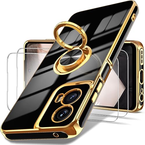 Dretal Funda para Motorola G 5G 2024, Funda para Moto G 5G 2024, 2X Protector de Pantalla, Soporte de Anillo Giratorio de 360, Soporte Magnético