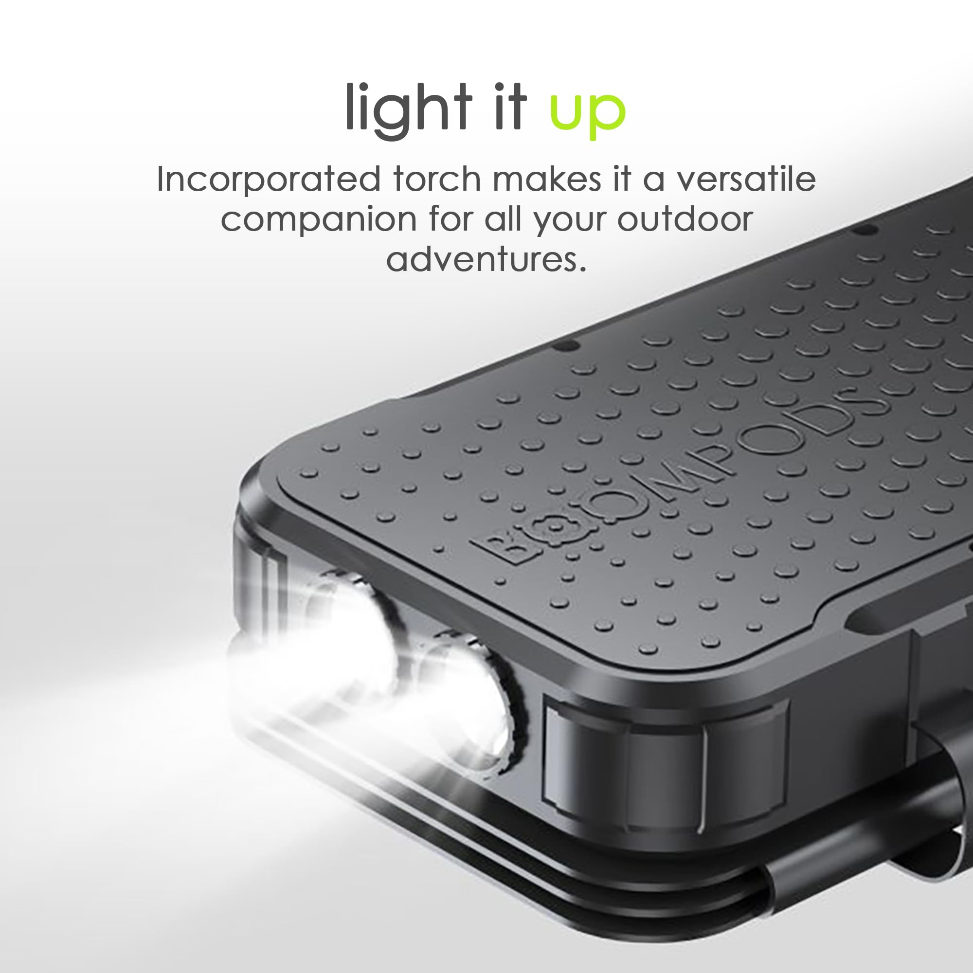 Boompods Neutron 16000mAh Faltbare Solar Powerbank - Tragbares Ladegerät mit Schnellladefunktion, Power Bank mit Solarpanel, 2X USB für Handy und Tablet, Camping-Taschenlampe, Schwarz