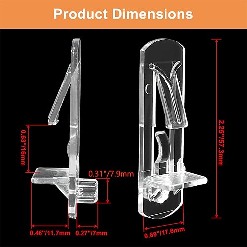 Vista 35 de 20 pasadores de plástico con bloqueo de 0.197 in, 3/4 pulgadas de plástico transparente para estantes de bloqueo para orificios de clavija
