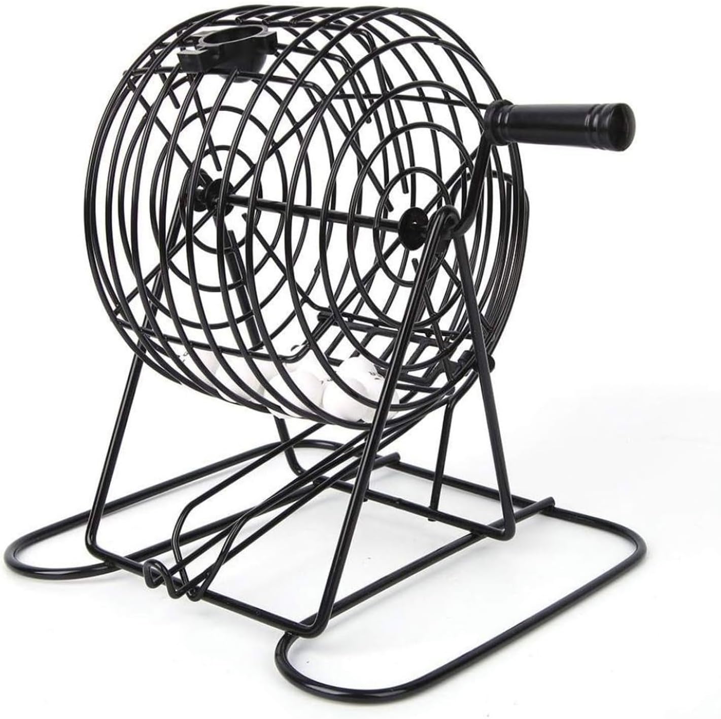 Metal Manual Lottery Machine with Hand Crank, Traditional Raffle Drum for Adults & Family Games