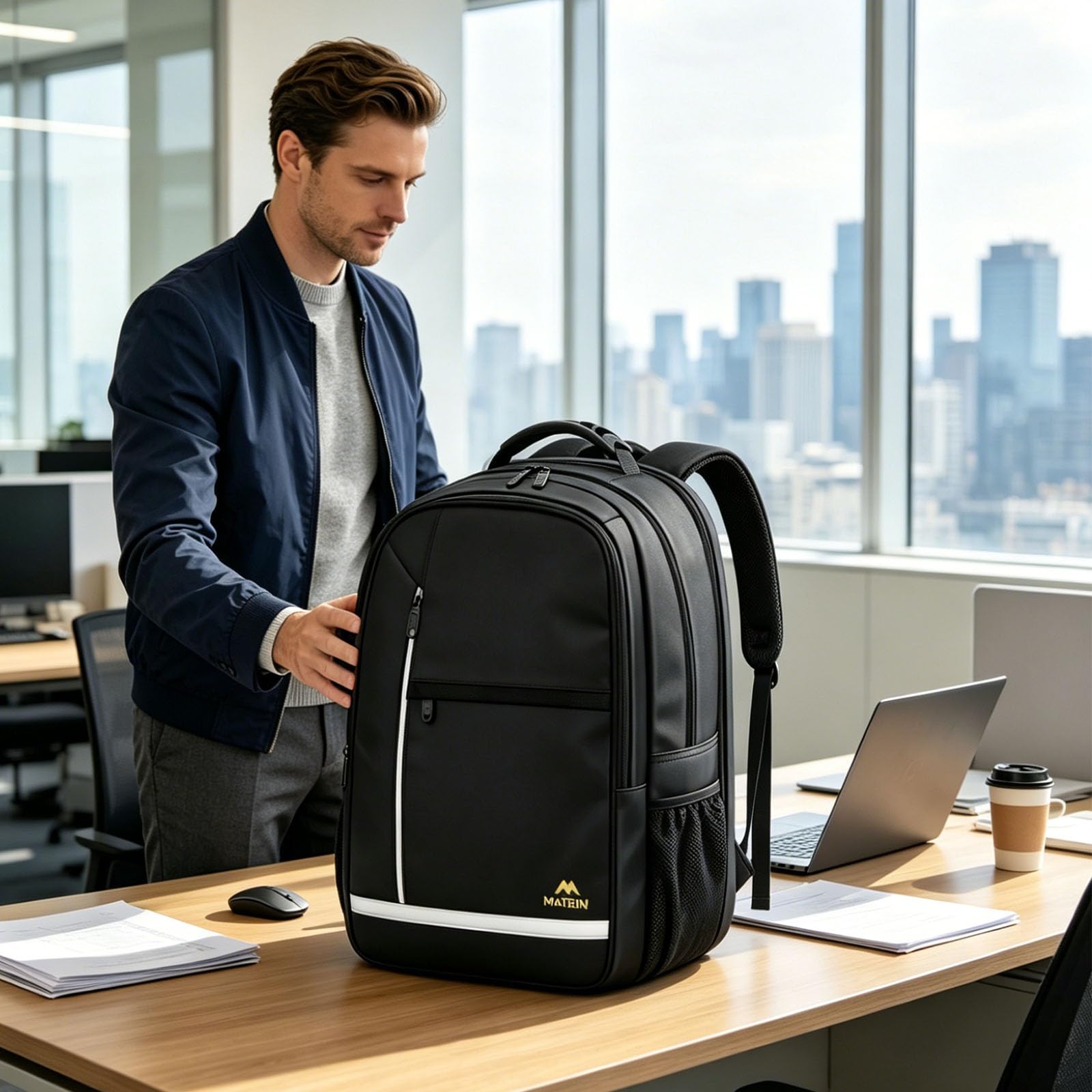 MATEIN Extra Large Backpack 55L, Work Backpack, Laptop Rucksack for Men Work, Large Rucksack with TSA Laptop Compartment, Spacious Capacity Fit for Office, Business Travel, Daily Use, Black — view 4