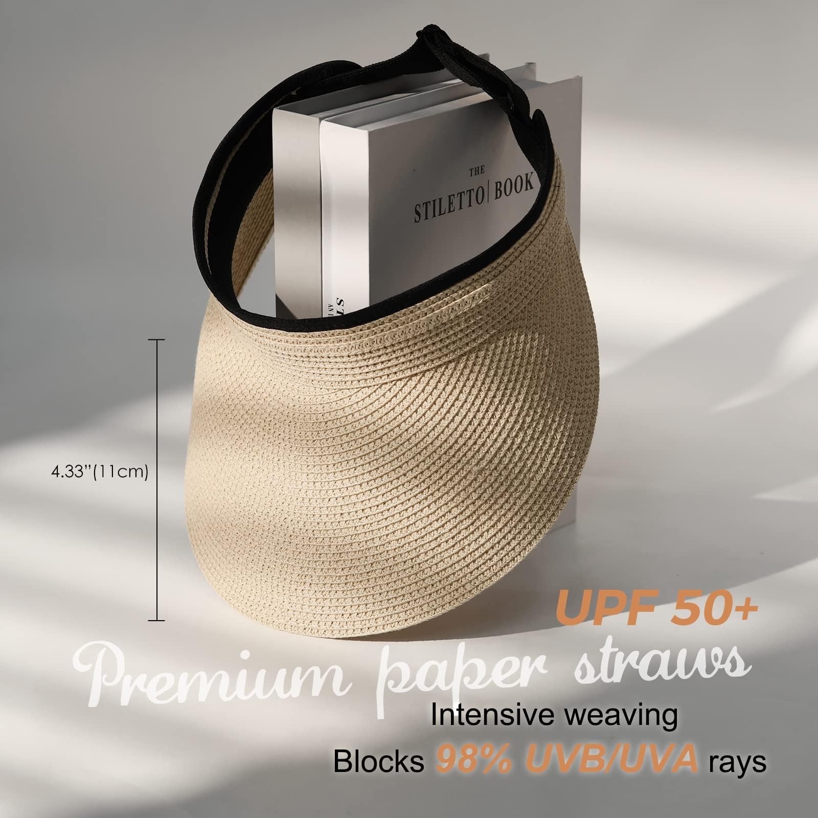 FURTALK Cappello da Sole da Donna in Paglia UPF 50+ Impacchettabile Pieghevole con Visiera