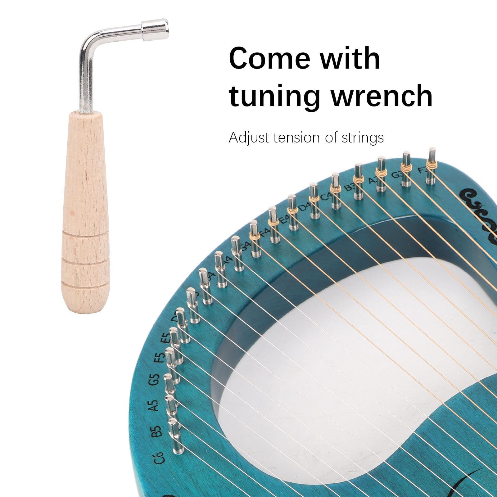 FLEXMAN Lyre Harp, 19 metalowe struny mahoniowe ciało lyra harf z kluczem strojenia, małe przenośne instrumenty muzyczne dla początkujących ekspertów instrumentów miłośnicy