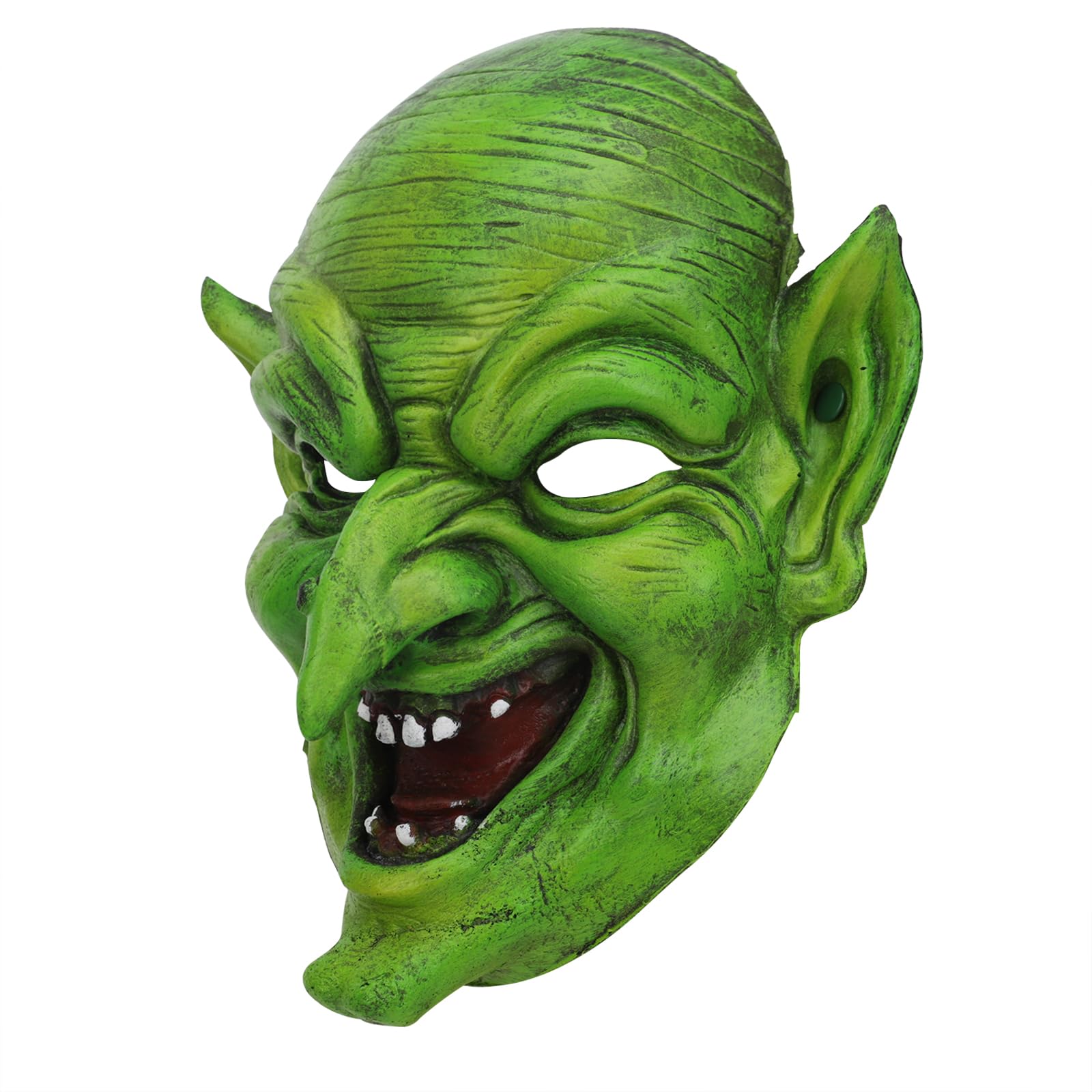 Scary Witch Mask with Elastic Band Green Face Goblin Elf Ears Cosplay Fancy Costume Mask Horror Halloween Masks for Women Men Long Face Witch Mask Carnival Dress Up Themed Party Prank Stage Props - Image 2