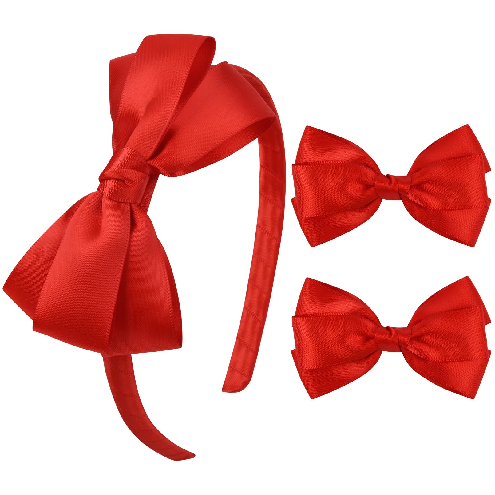 Amazon.com : DEEKA Red Bow Headband & 2 Pcs Satin 4 Inch  display picture 3