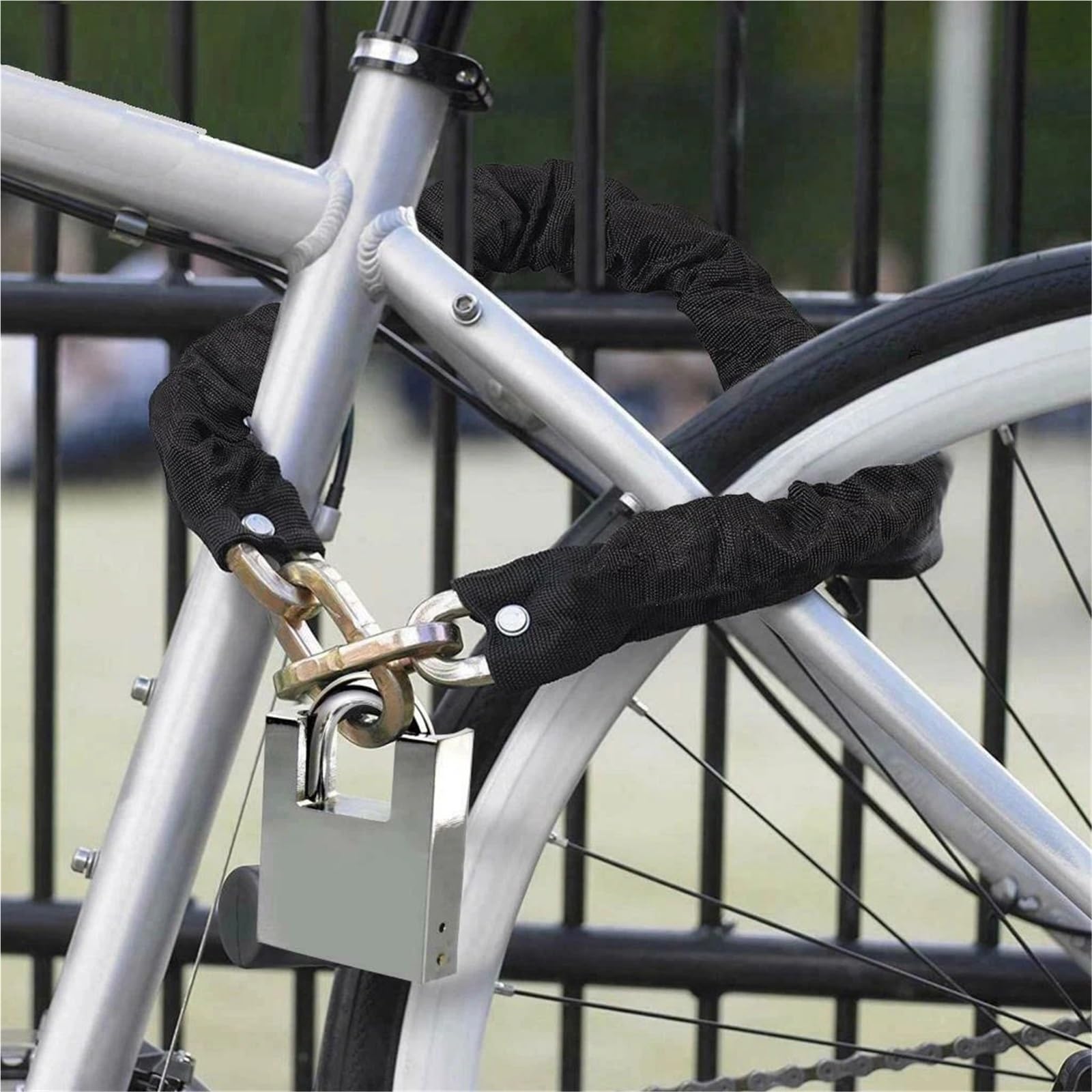 Genérico Compatible con candado de Cadena Resistente de 6 pies. | Kit candado de cadena larga con 3 llaves for seguridad en bicicleta
