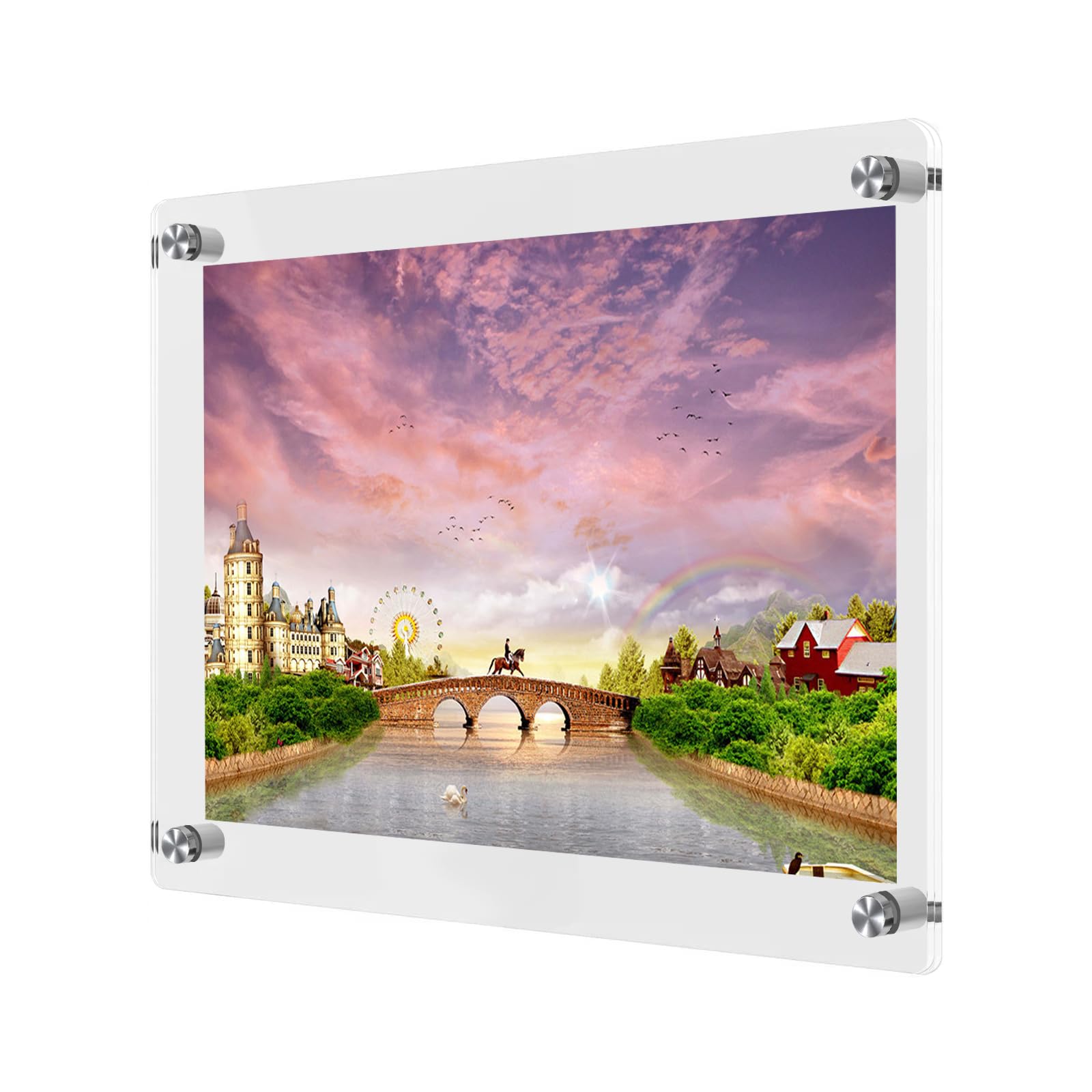 trohestarAcrylic Dry Erase Board for Wall 2 Pack or Acrylic Wall Mount Frameless Picture Frame for Photos and Posters Double Panel Design Picture Frame Up to 22x28 (Product Size: 24×30″)