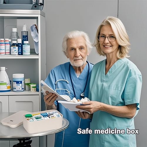 Miniatura 3 de Caja de seguridad pequeña, caja de bloqueo de medicamentos con código, caja de almacenamiento con cerradura para refrigerador, cajas para