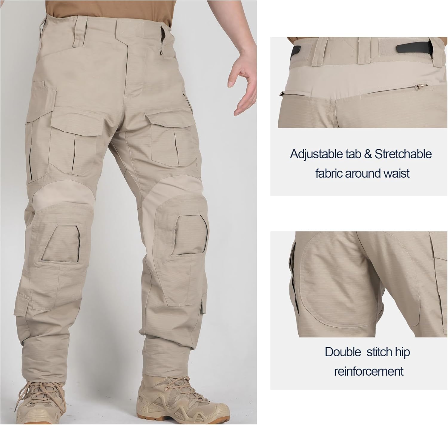 Men’s Tactical Pants with Knee Pads Waterproof G3 Combat Pants Camo Cargo Pants with 10 Pockets No Belt - Image 3