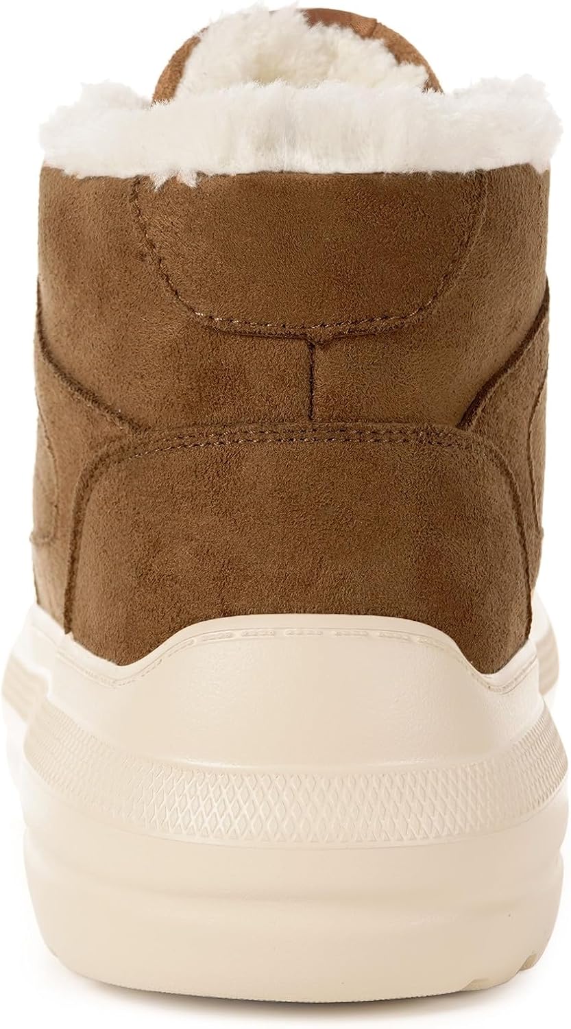 Eagsouni Womens Mens Winter Snow Boots Warm Fur Lined Ankle Booties Water Resistant Suede Leather Platform Shoes Lace Up Outdoor Sneakers - Image 6