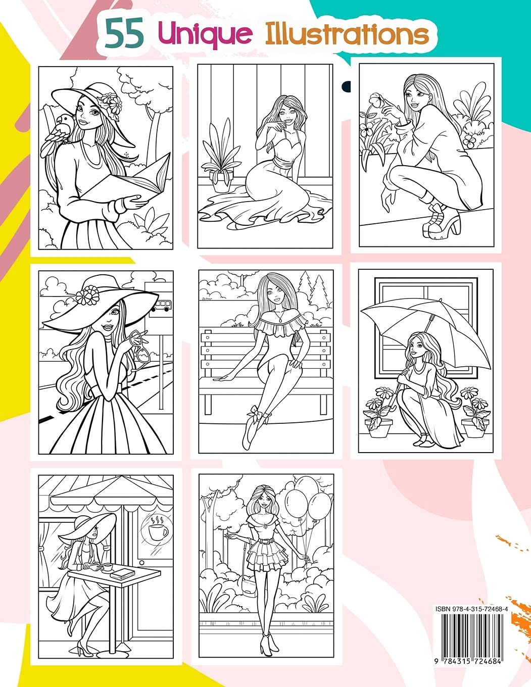 Ragazza Moda Libro da Colorare: 55 illustrazioni uniche di moda per ragazze di tutte le età, splendido stile di bellezza Fashion Design libro da ... ragazze e adolescenti (Kids Coloring Books)