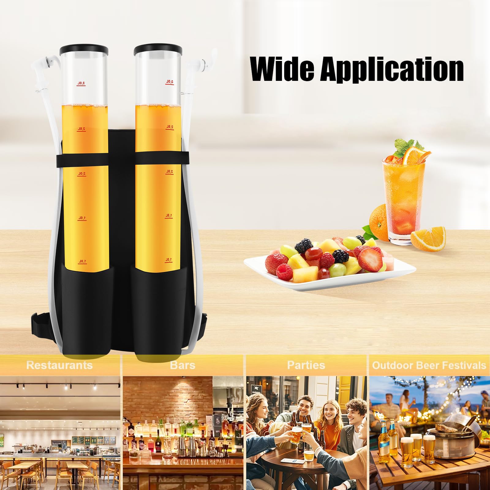 Duals Chamber Distributeur de liquide pour bière, vin, jus de fruits, sac à dos, 6 l