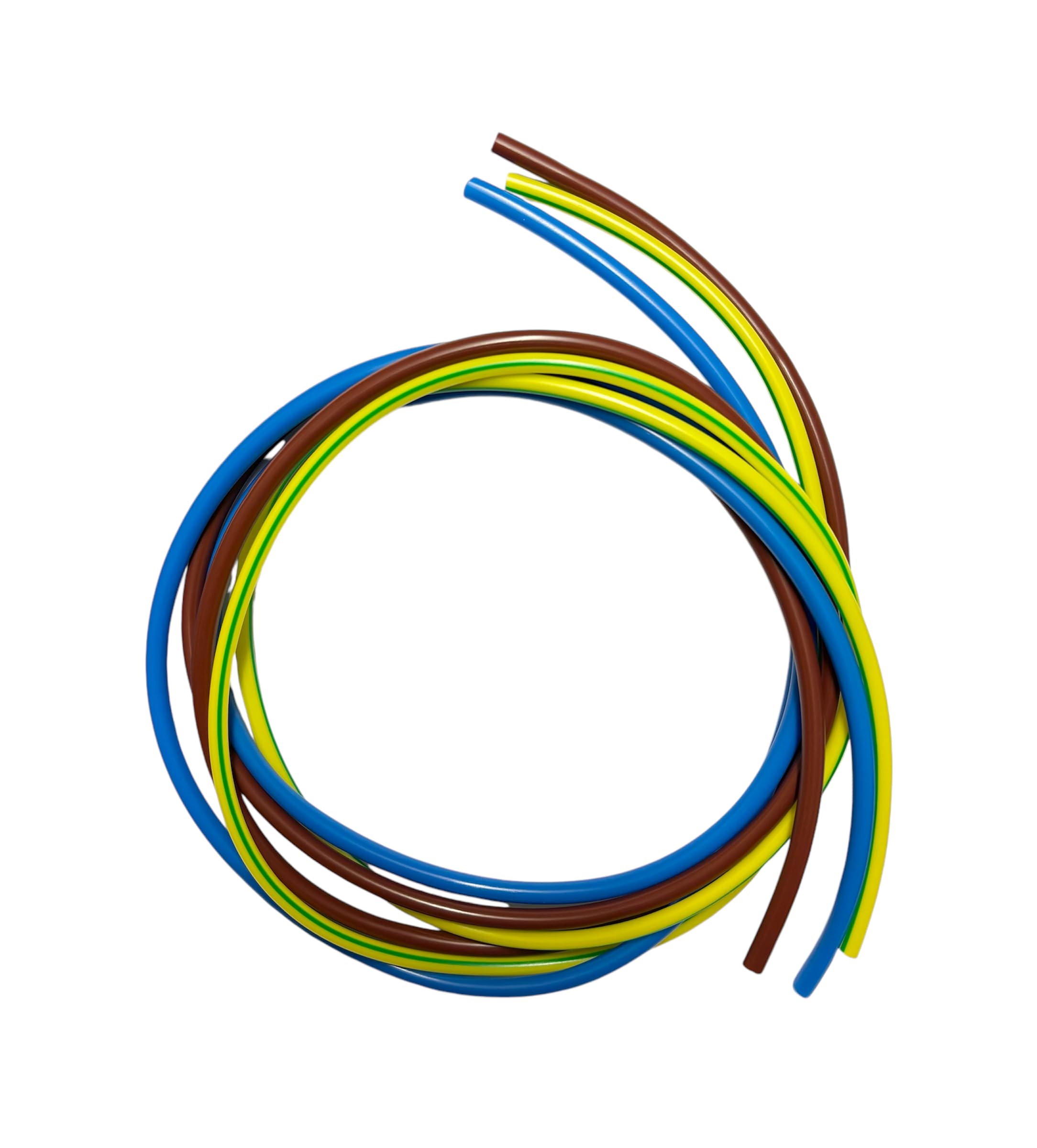 Mixed 4mm PVC Wire Sleeving - Brown, Blue, Green/Yellow (1 Metre Each) - Electrical Sleeving, Multicolor