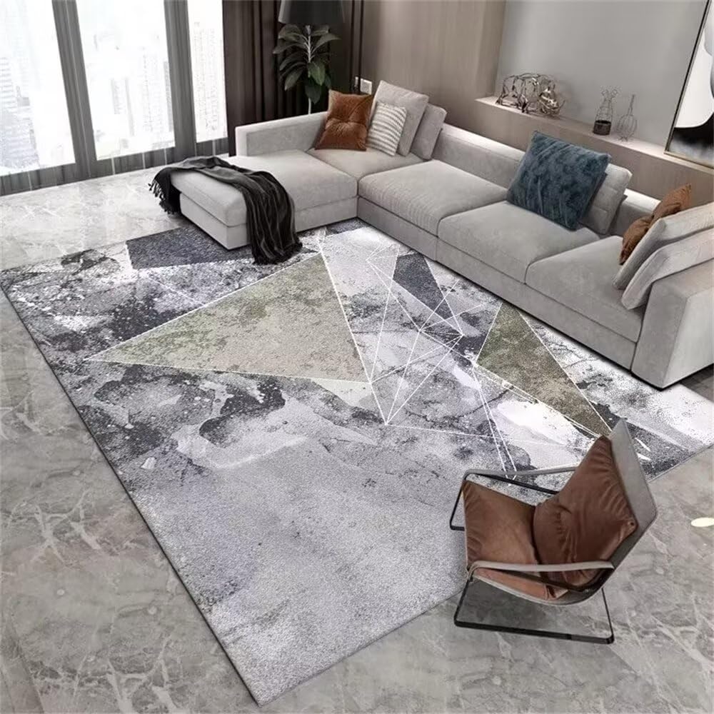 Tapis de salon 100x160cm gris abstrait à poil court et antidérapant
