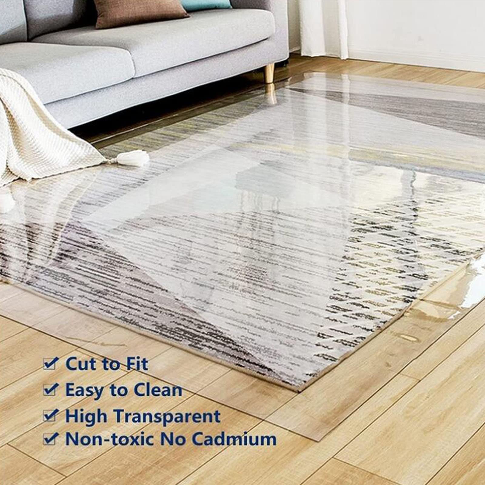Alfombrilla Transparente Para Sillas, 130x140 Cm, PVC 1.5mm, Protección Suelos De Madera - Fácil Limpieza, Antideslizante