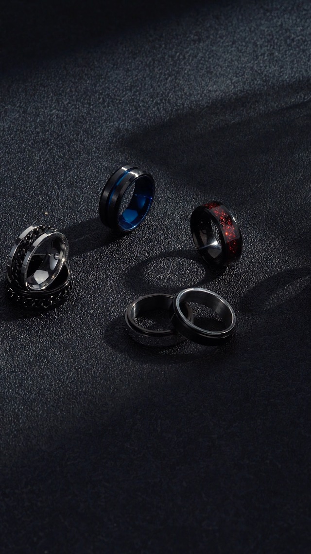 FANDY Edelstahl Zappel Ringe Set - Spinner Ringe Gegen Angst In Schwarz, Silber, Gold