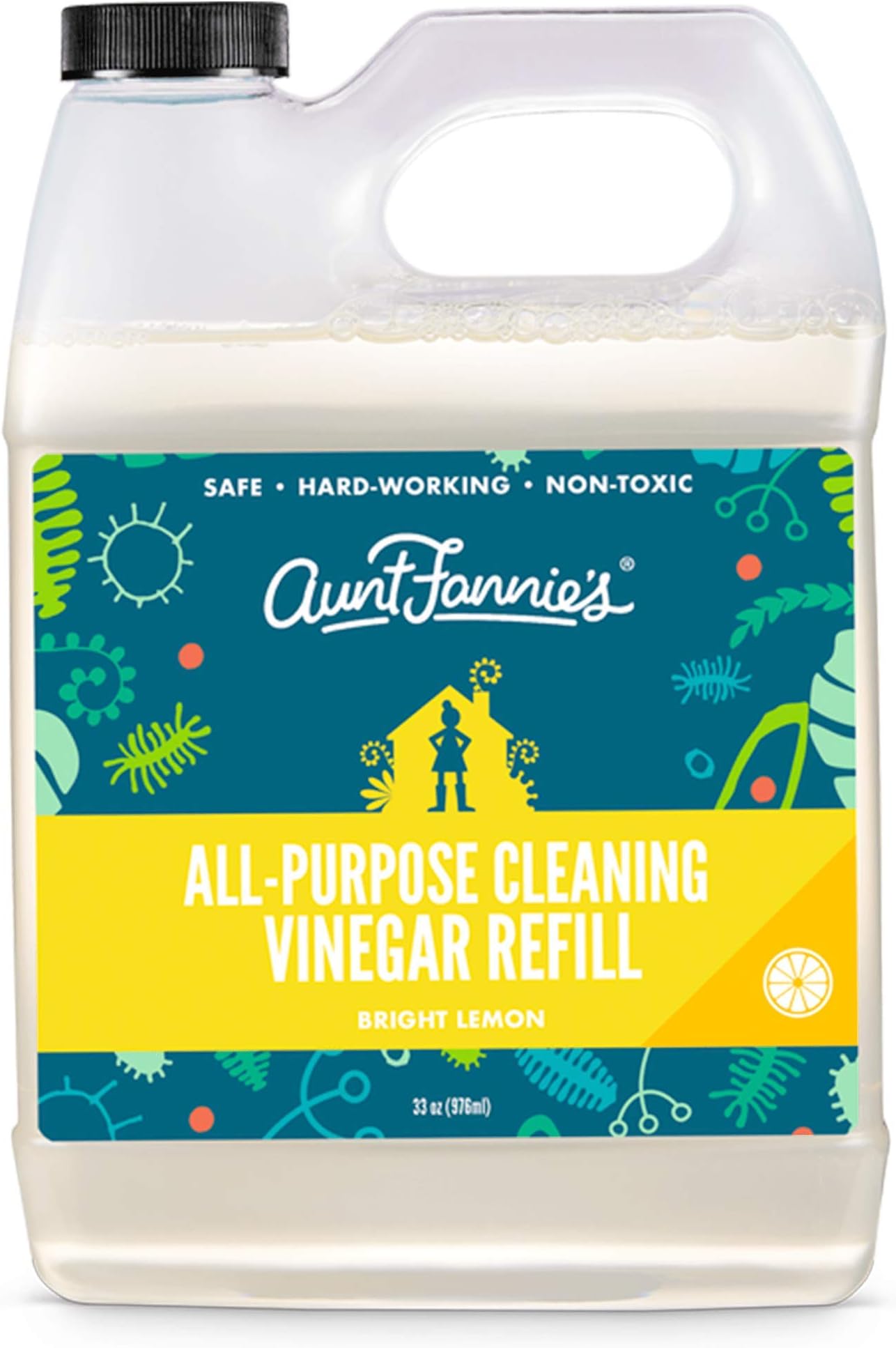 Aunt Fannie's All Purpose Cleaning Vinegar Refill Bottle, 33 Oz, Multipurpose Surface Spray Cleaner (Lemon)