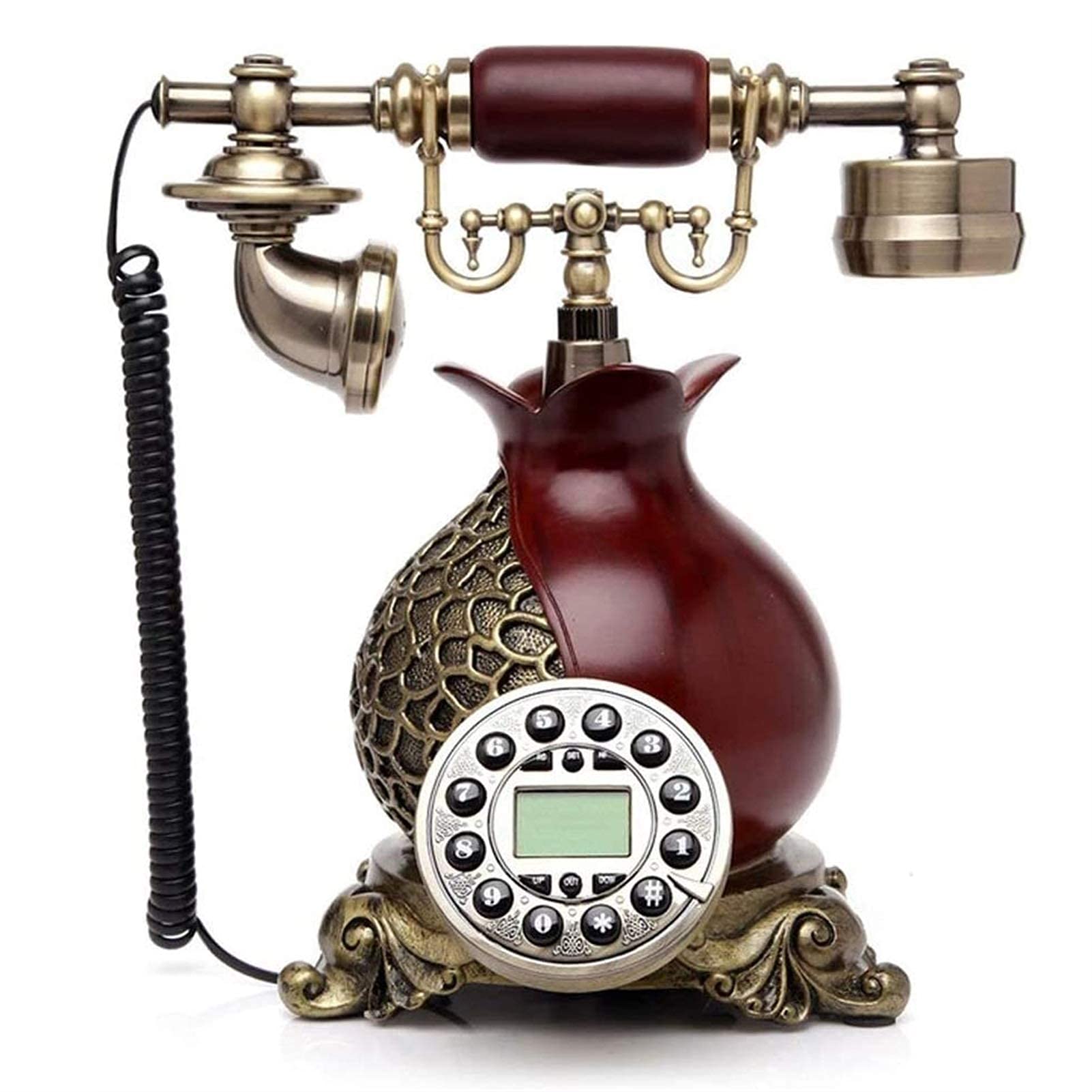 Telefono Decorativo retrò Telefono con quadrante rotativo Telefono in Stile Telefono Vintage Cavo a ricciolo da scrivania Classico e suoneria Tradizionale