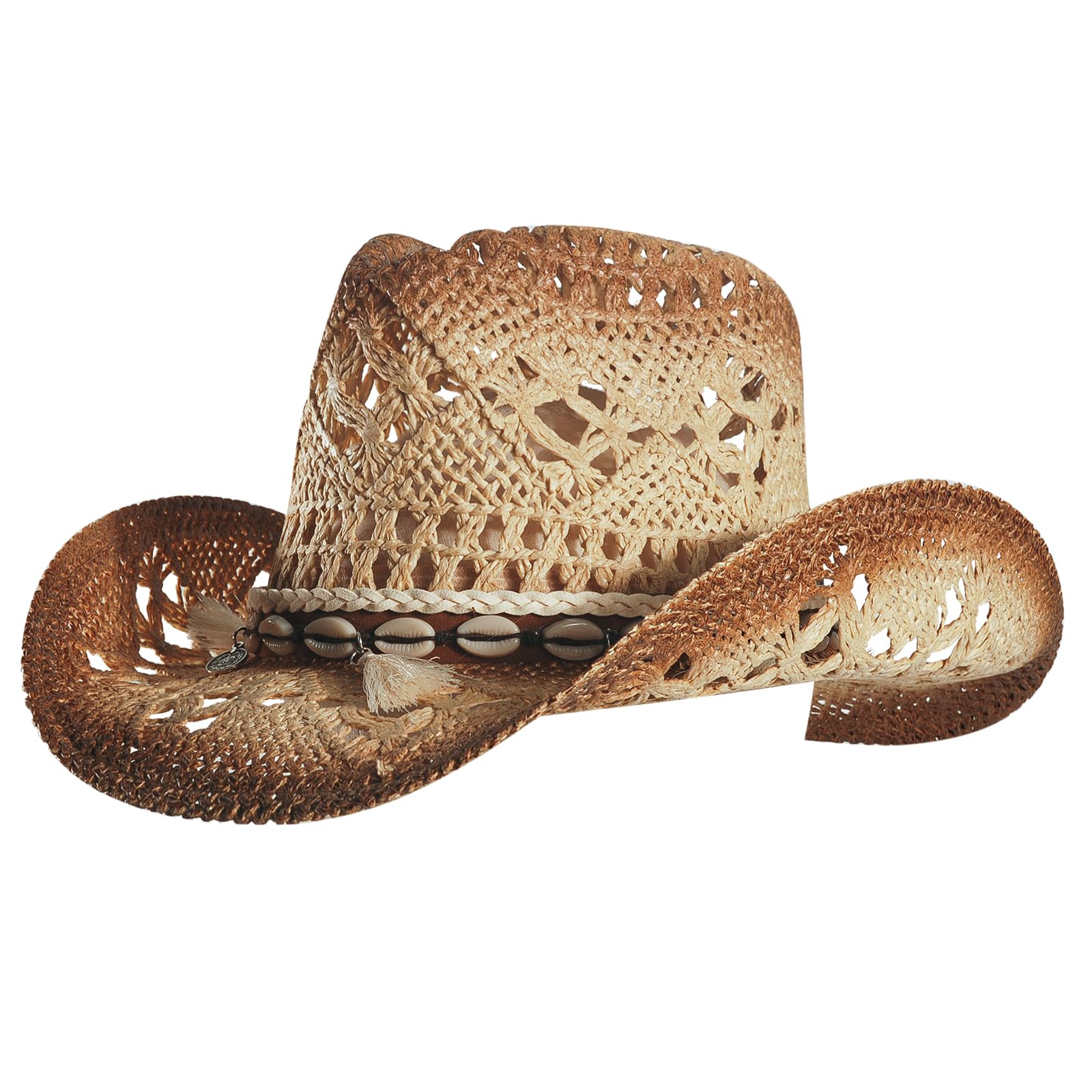 Men's Cowboy Hats Summer Women Beach Cowgirl Hat Raffia Unisex Western Sun Hat