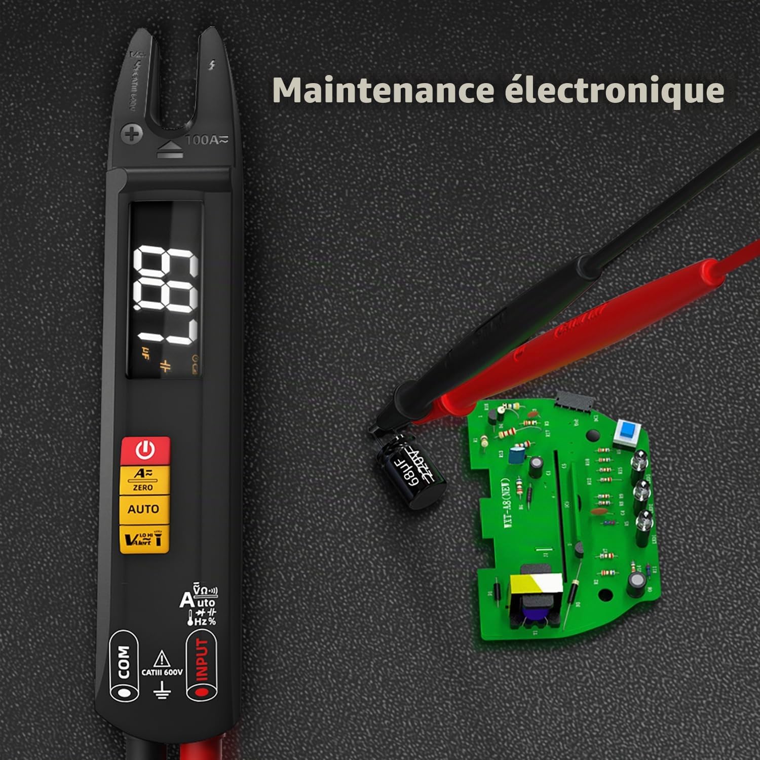 BSIDE U1 Multimètre Numérique Intelligent Pince Ampèremétrique Ouverte DC AC 6000 Comptes, Mini et Rechargeable, Testeur Automatique de Tension Courant Ohm Continuité, Testeur Capacité Diode Hz NCV