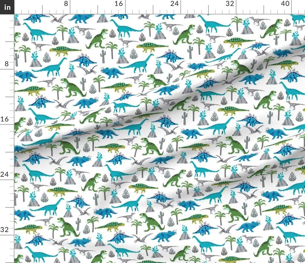 Spoonflower Fabric - Dino Quilt Coordinate Dinosaur Nursery Cheater Dinosaurs Boys Decor Printed on Petal Signature Cotton Fabric by The Yard - Sewing Quilting Apparel Crafts Decor