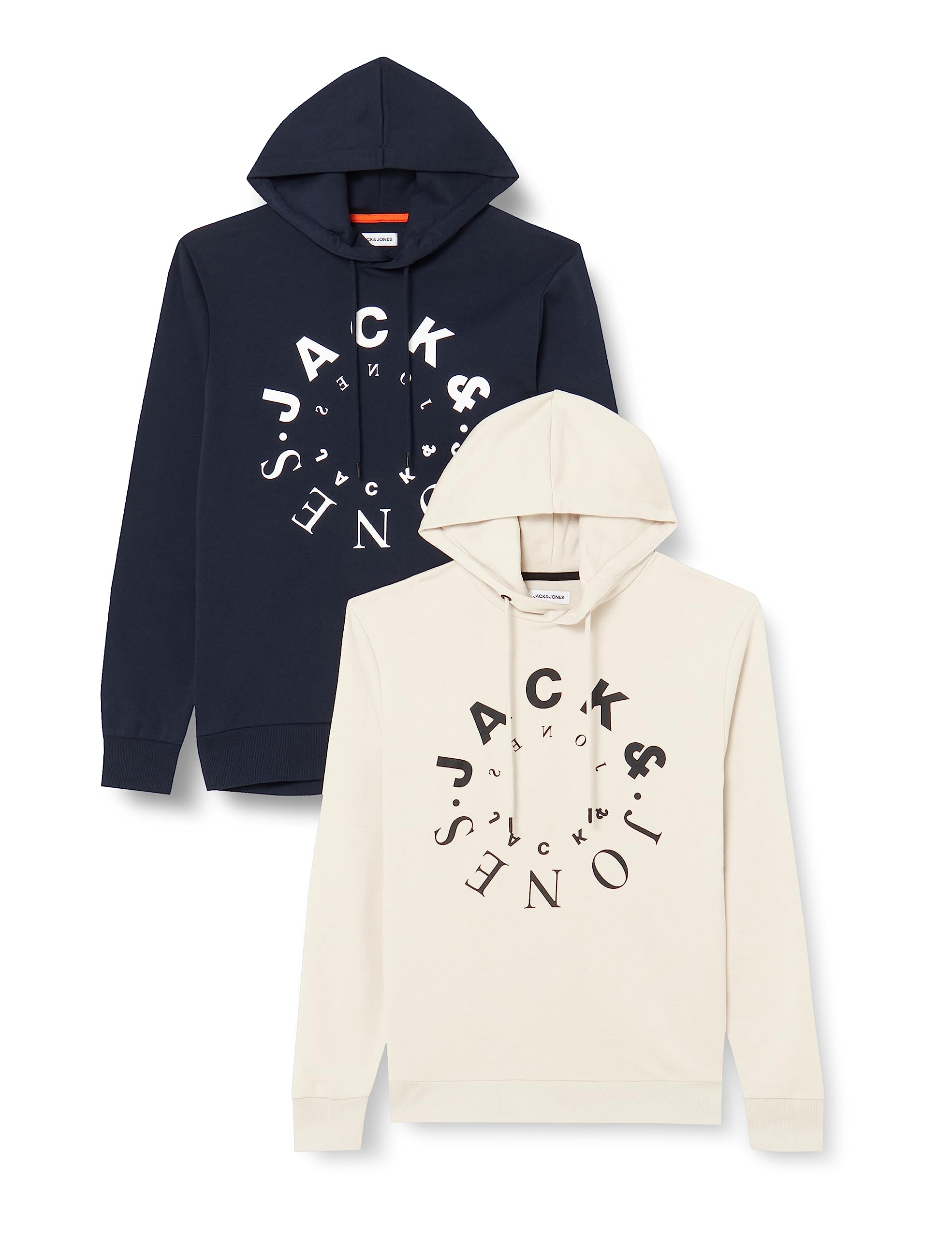 JACK & JONES Men's hoodie, Moonbeam/pack: moonbeam + navy blazer (large), XL