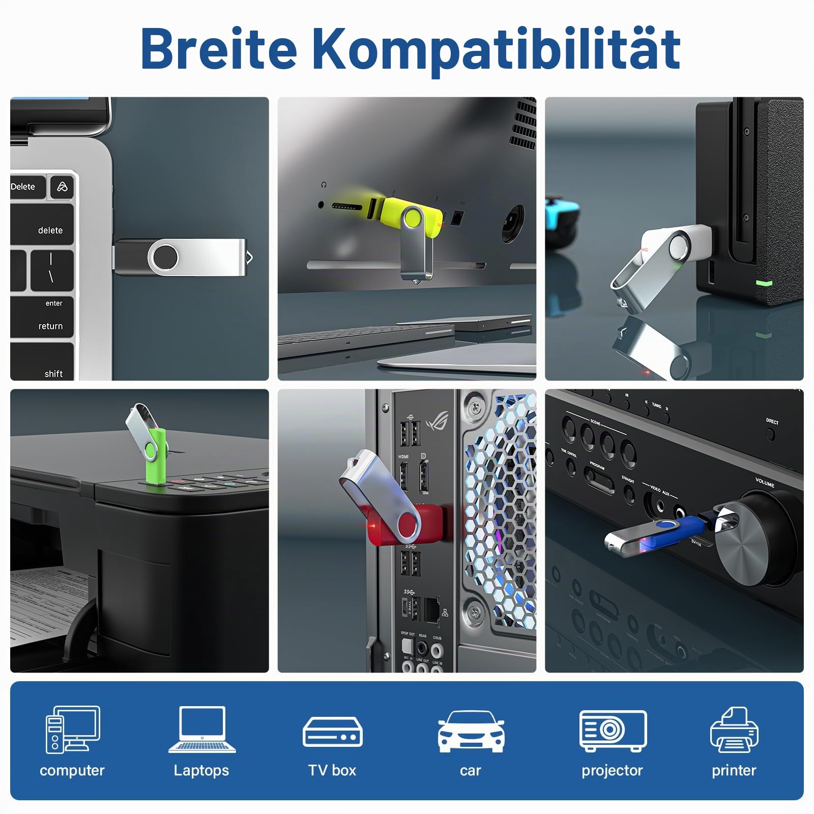 WOOOLKEN USB Stick 16GB 10er Pack USB 2.0 Speicherstick schwarz