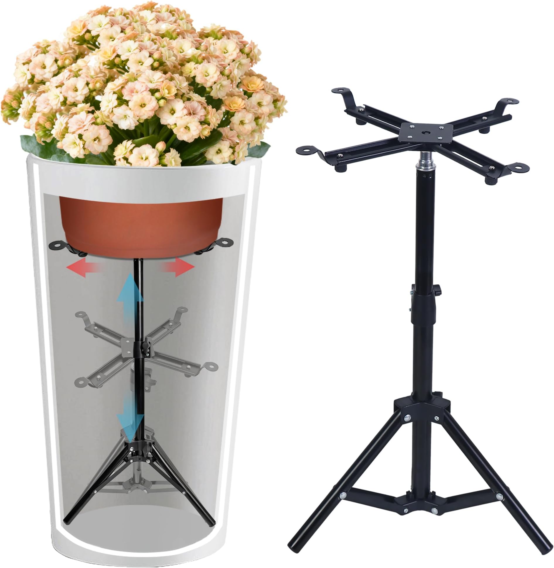 Adjustable Plant Risers for Inside Pots, 12-22" Rise Planter Inserts for Large Pots, Planter Lift Stand Pot Filler Plant for Indoor Outdoor Tall Taper Planters Containers (4.3-8.6" Top and Base)