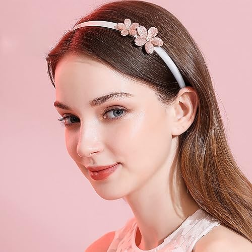 Miniatura 3 de 20 diademas de satén blanco liso de 0.4 in, bandas de tela dura para la cabeza, aros blancos de color sólido, bandas para el cabello para