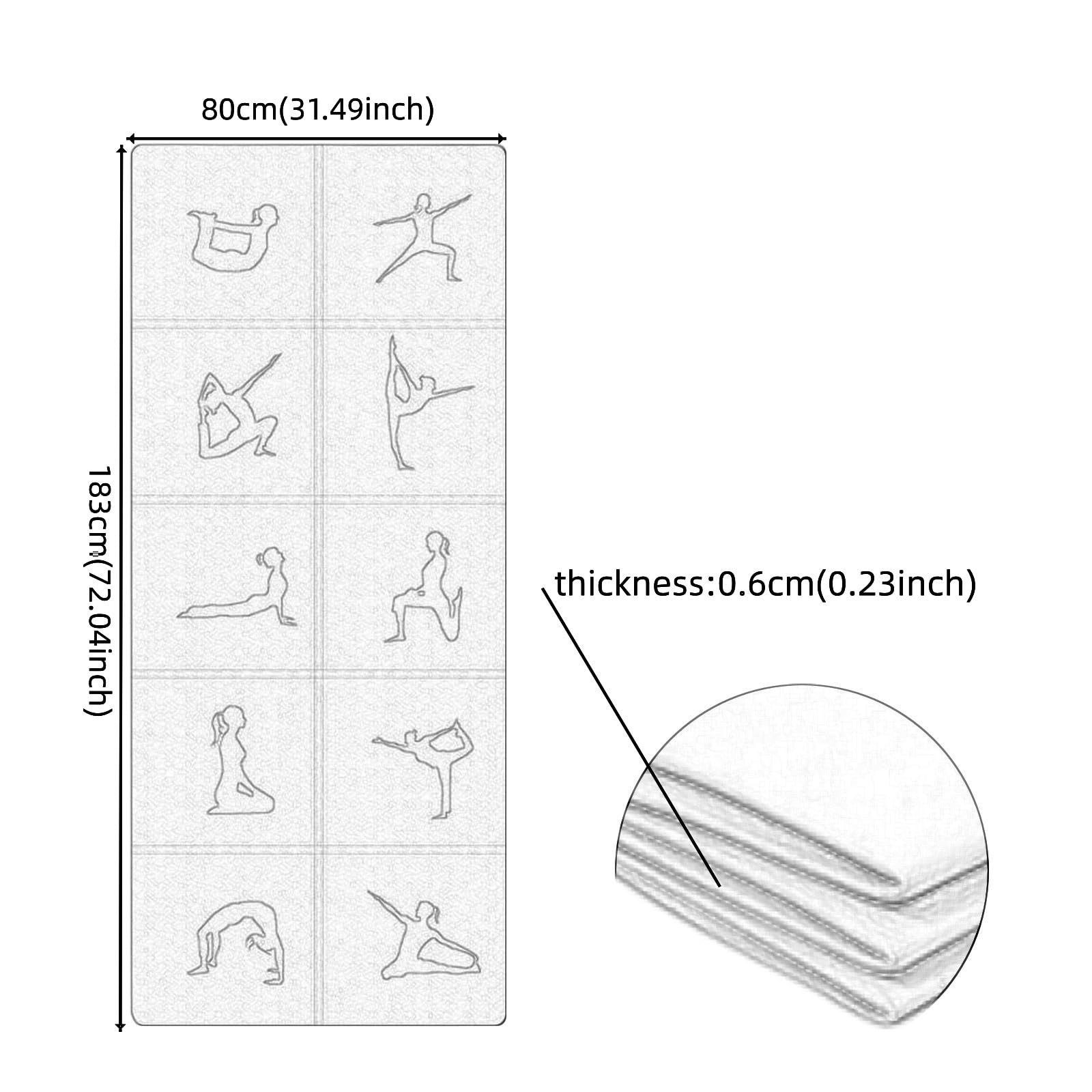 Doblable PortáTil Esterilla de Yoga Deportes Extra Gruesa Antideslizante Colchoneta Gimnasia Multifuncional Ecologica para MeditacióN Ejercicio AeróBico Estiramientos