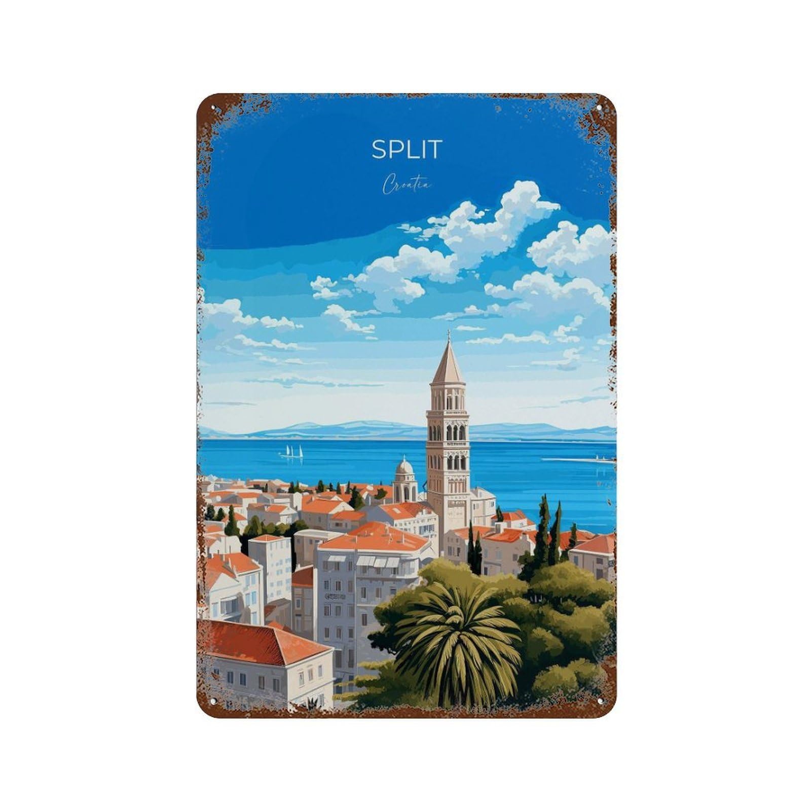 xiaoxiaoshen Split Travel of Croatia Gift (2) Wall Decor Art Metal Tin Poster Modern Home Decor Art Home Bar Shop Decorations Vintage Sign 30x20cm