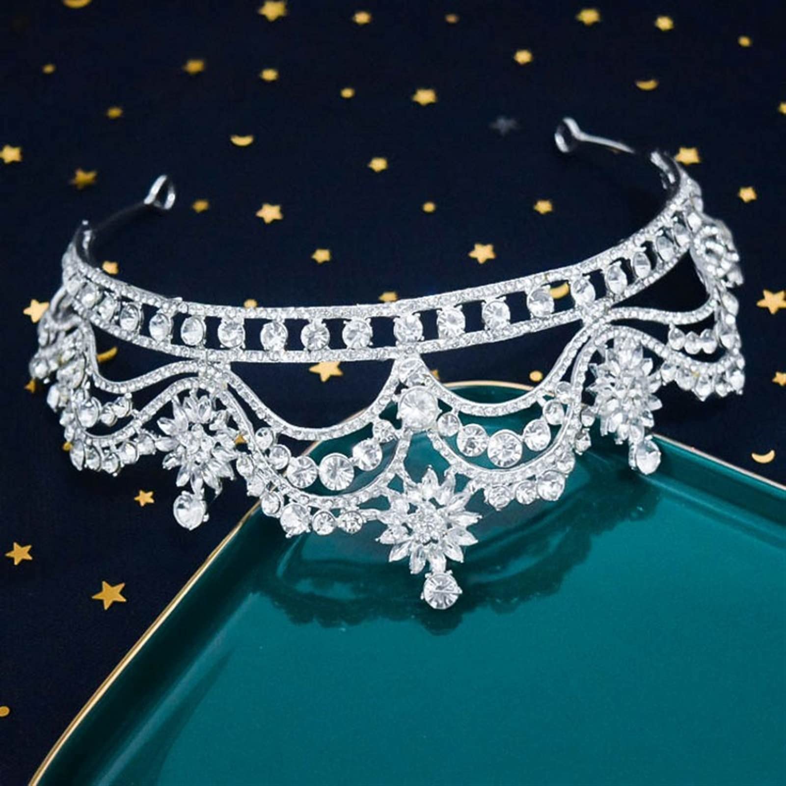 Ręcznie robione kryształowe kwiaty tiary ślubne korony Rhinestone korowód Prom Diadem panna młoda z pałąkiem na głowę ślubne akcesoria do włosów obręcz do włosów