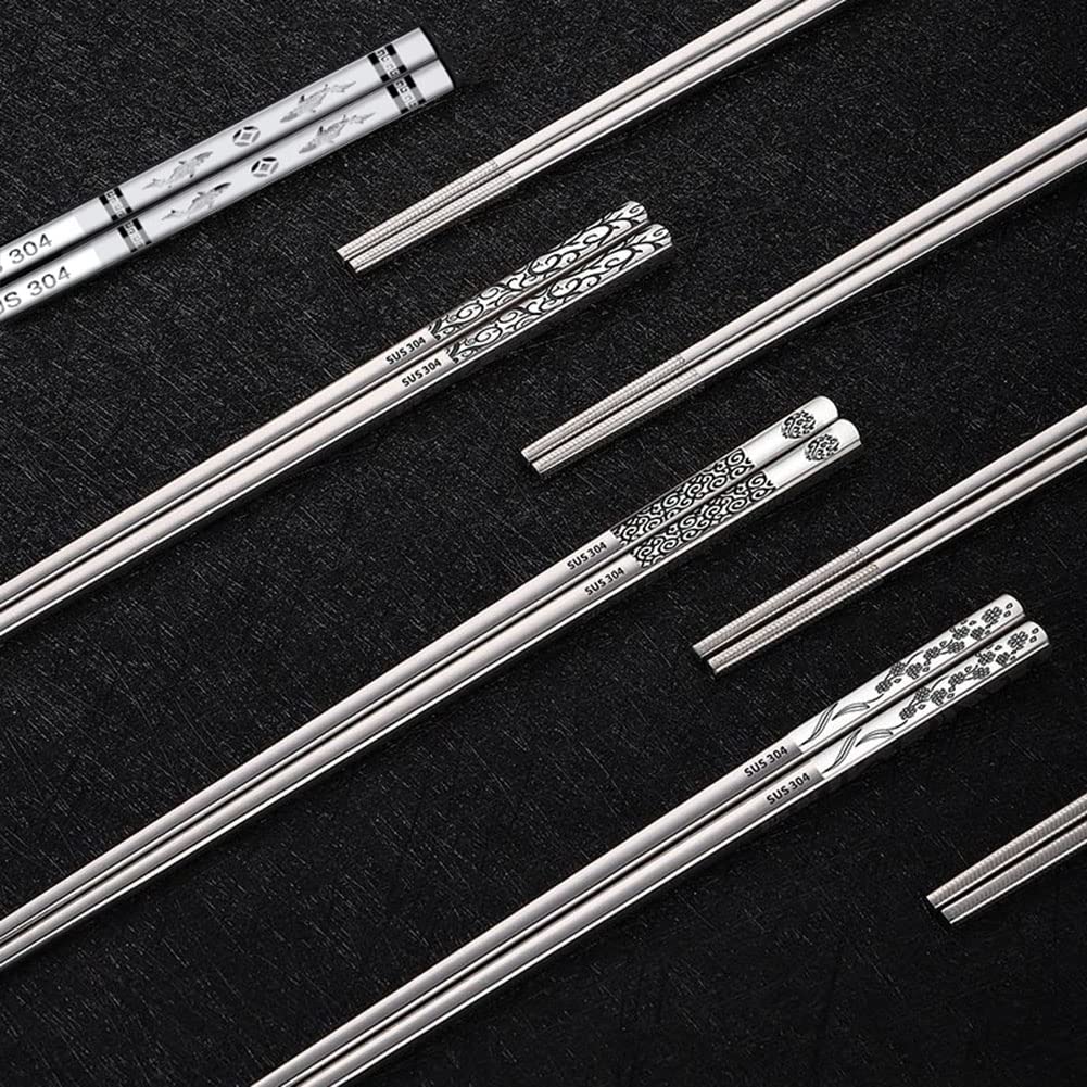 Bacchette In Acciaio Inox Riutilizzabili - 5 Paia Con Design, Lavabili, Anti-Scadenza