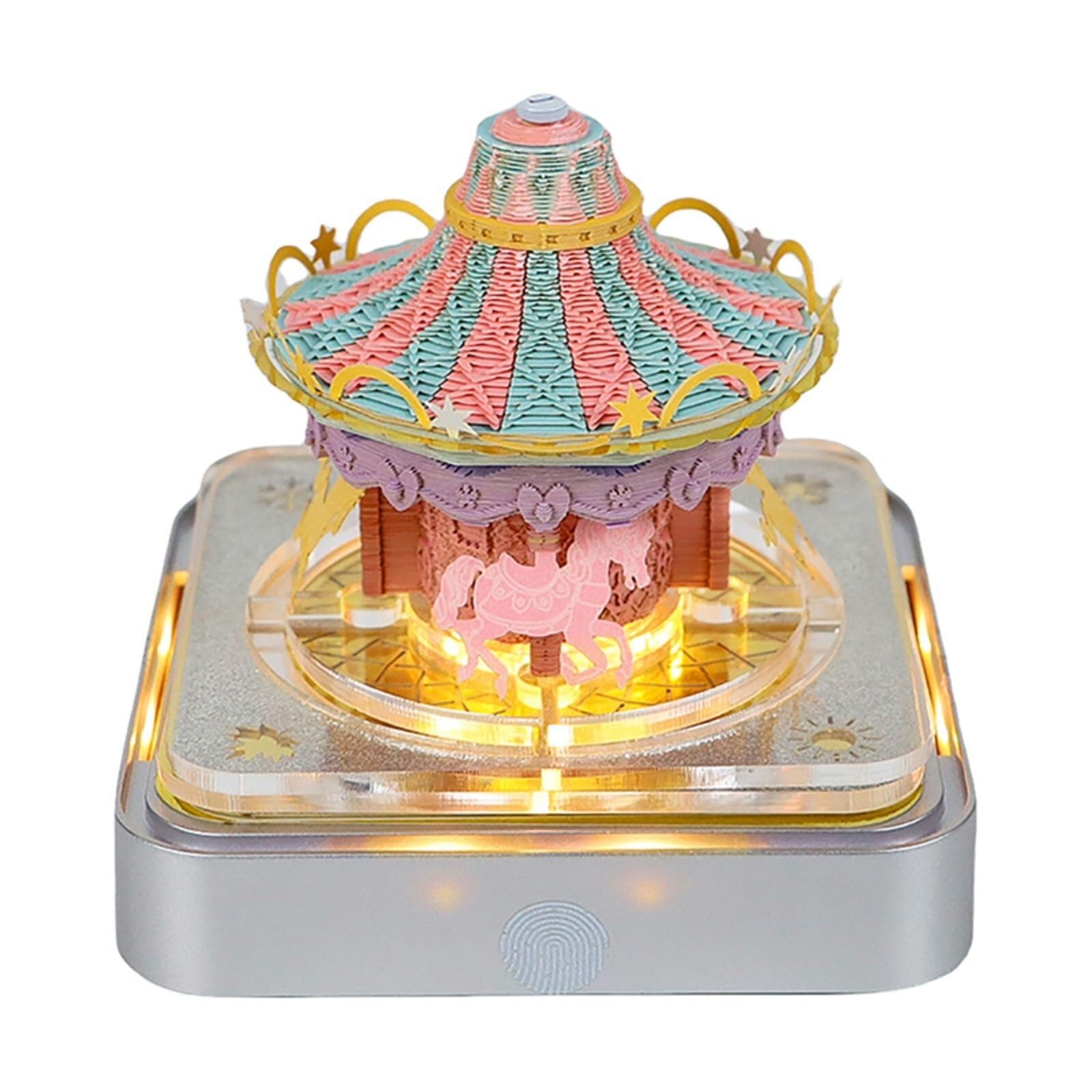 Inspirierender Tischkalender Kalender 2026, Schreibtisch-Notizblock mit 3D-Katzenmotiv aus Papier, Geschenkidee Geschenke für Kollegen(Carousel-B,With Light)