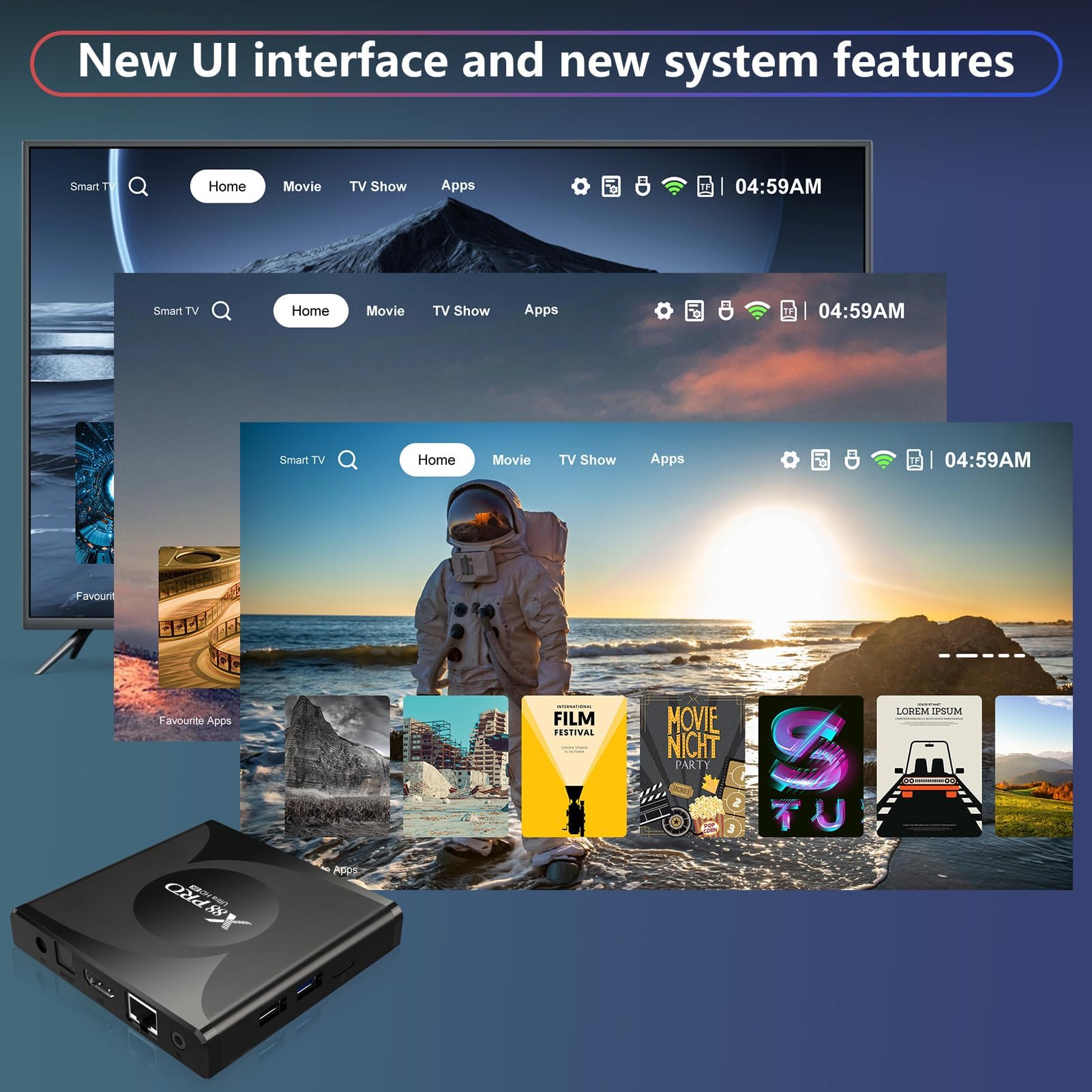 Android 13 TV Box, RK3528 Quad-Core 4GB RAM 64GB ROM 8K HD 2.0 Dual Band WiFi Bluetooth 5.0 Media Player