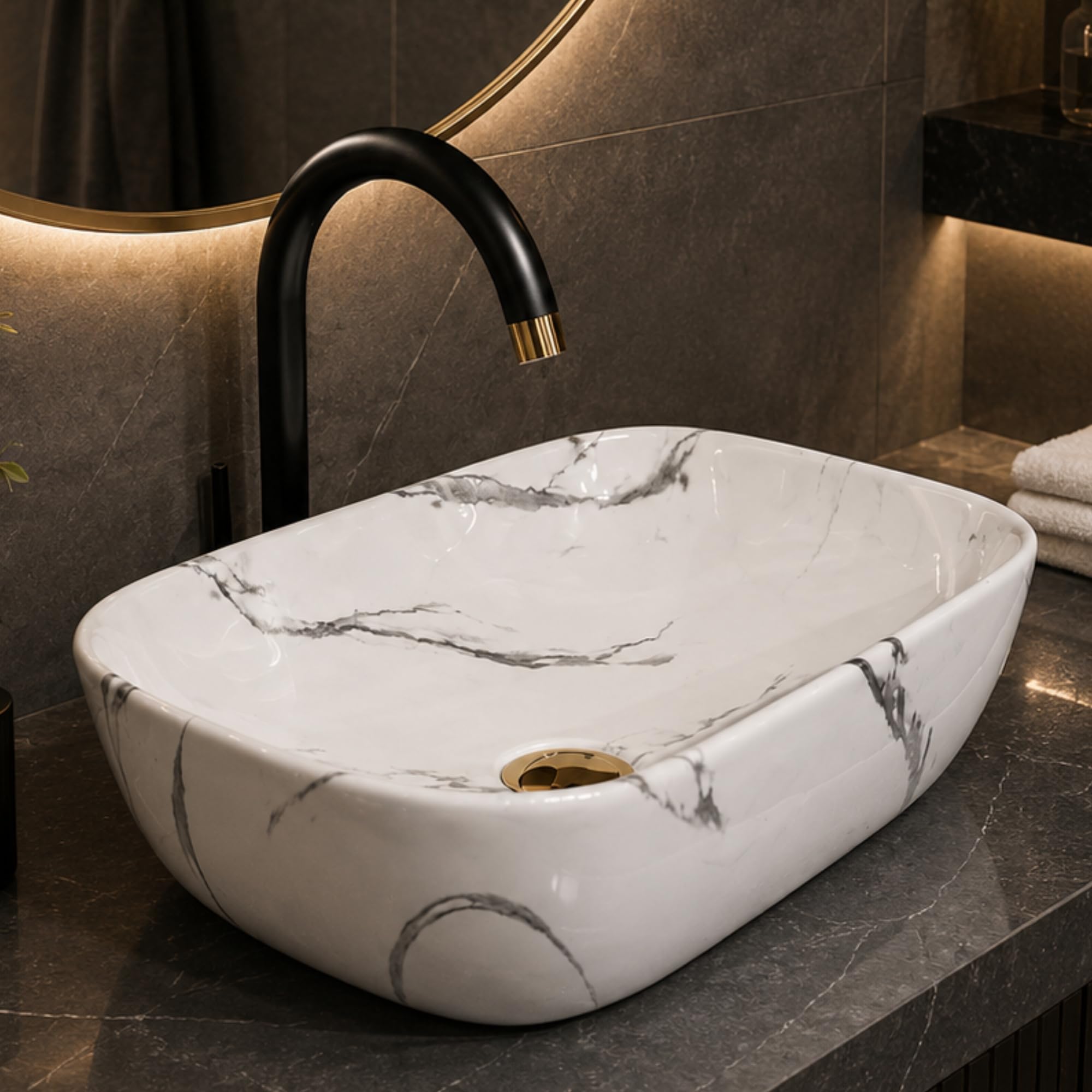 Glossy Ceramic Wash Basin - Marble Vanity Sink -20 Glossy Ceramic Wash Basin - Marble Vanity Sink -20