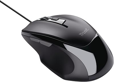 🚨 Trust Voca Mouse con Filo, Forma Confortevole, 800-2400 DPI, Cavo USB 1,6 m, Plug and Play, 6 Pulsanti, Mouse Cablato per PC, Computer, Portatile, Laptop, Macbook, Ufficio – Nero