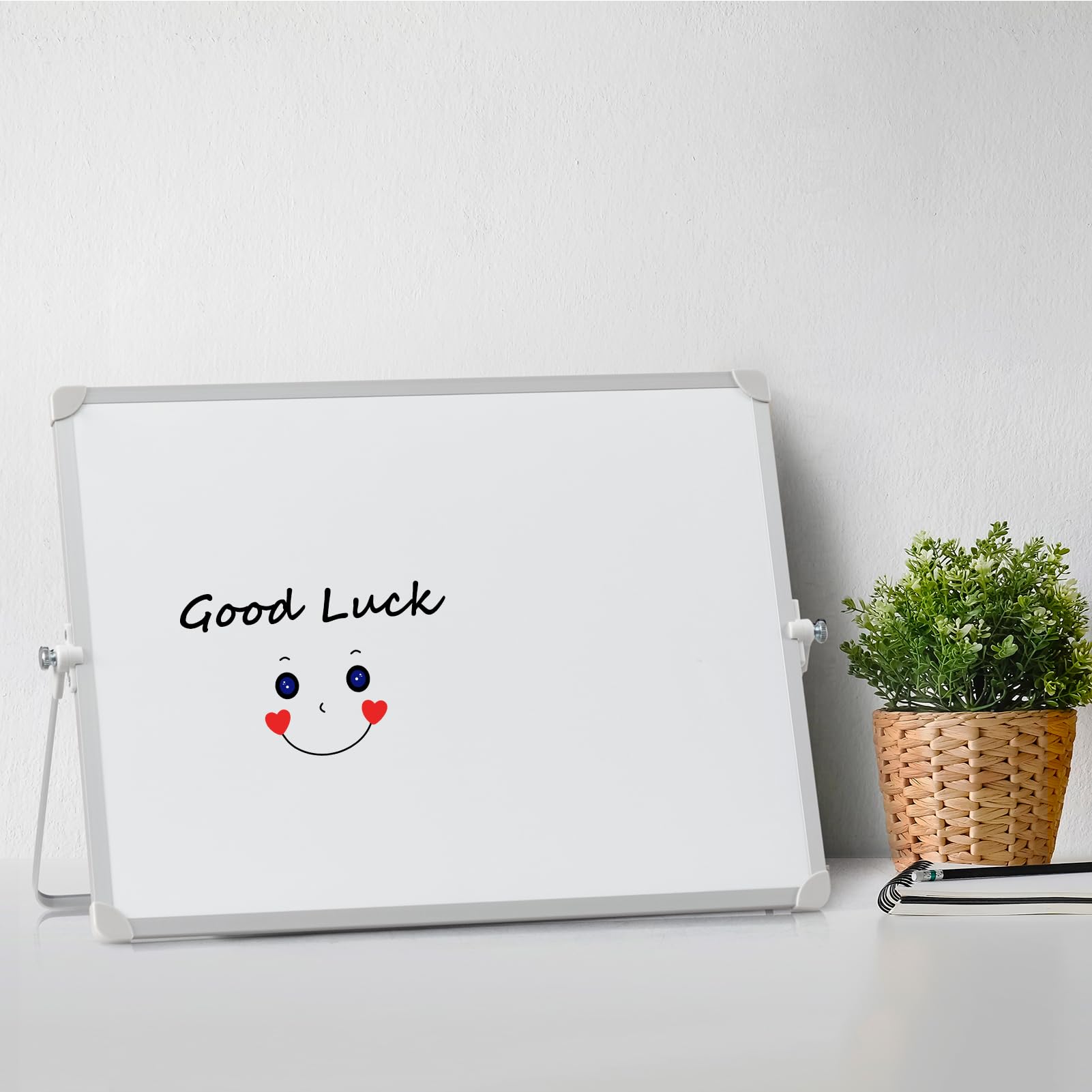 DOEWORKS Magnetisches Whiteboard 40 x 30cm, A3 Doppelseitig Trocken Abwischbares Whiteboard für den Schreibtisch, Magnettafel mit Ständer für Zuhause Schule Büro