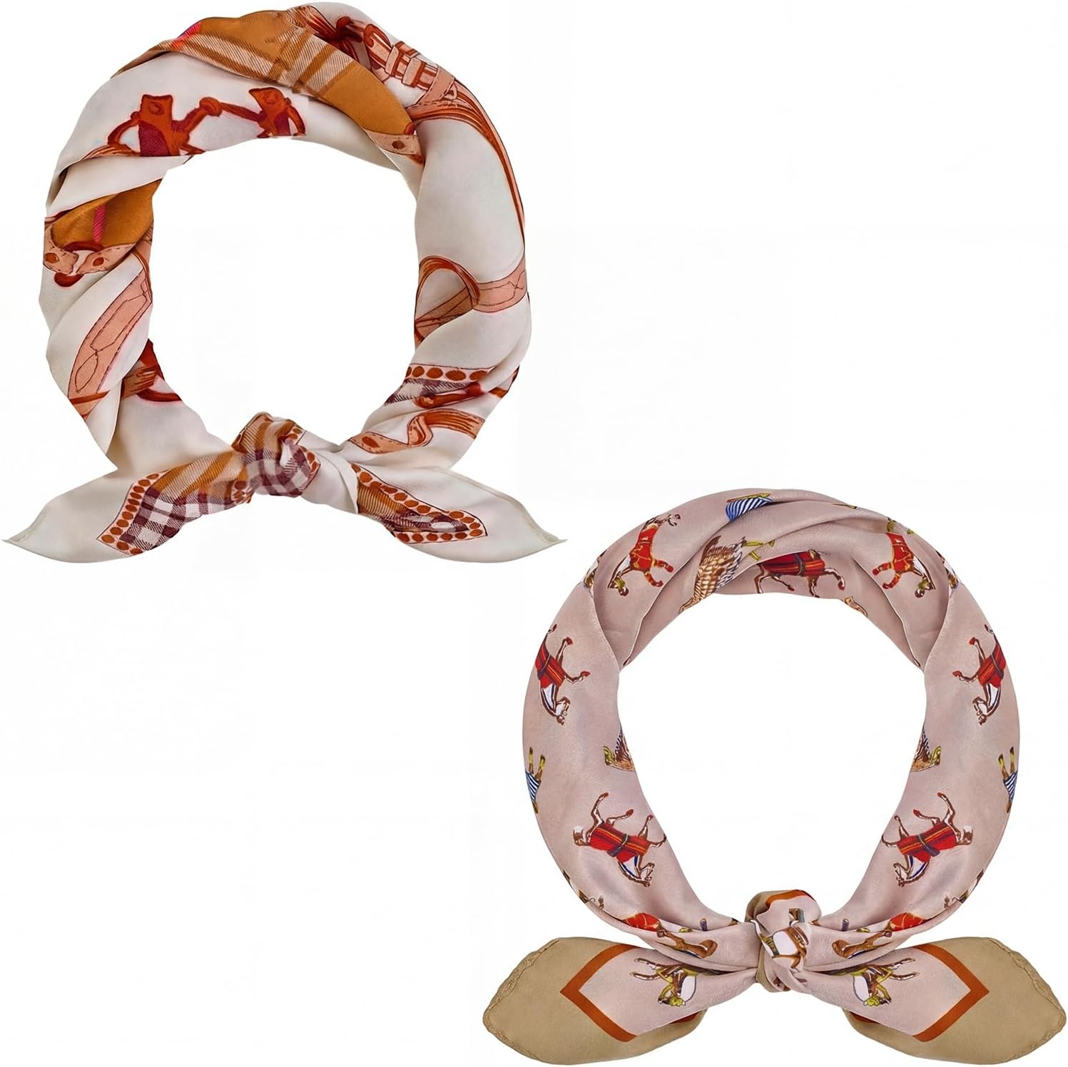 2 Pcs Satin Bandanas Head Scarf Women Square Hair Scarves Accessories Head Sleeping Fashion Wrap Neck Silk Headscarf