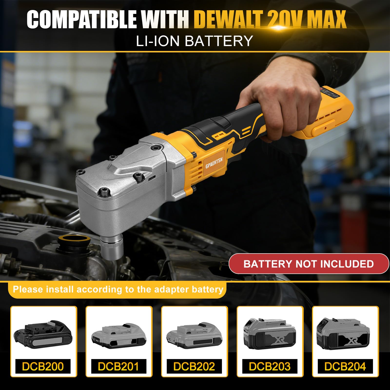 Avvitatore elettrico ad angolo retto compatibile con batteria DeWalt max 20 V, 1/2" 62,8 m/lbs (280 Nm) ad alta coppia senza fili con velocità variabile (batteria non inclusa)